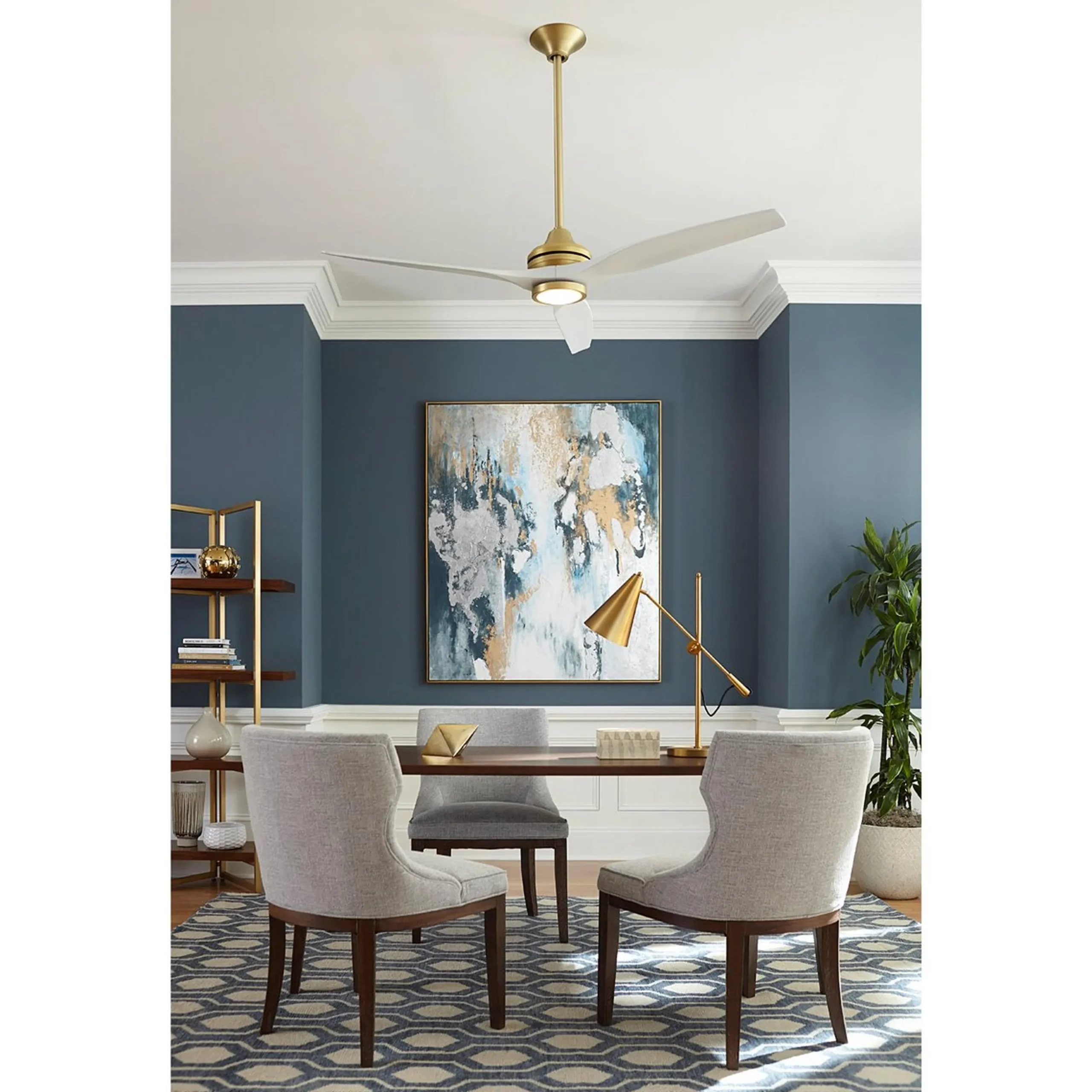60" Indoor / Outdoor Metal and Wood LED Ceiling Fan