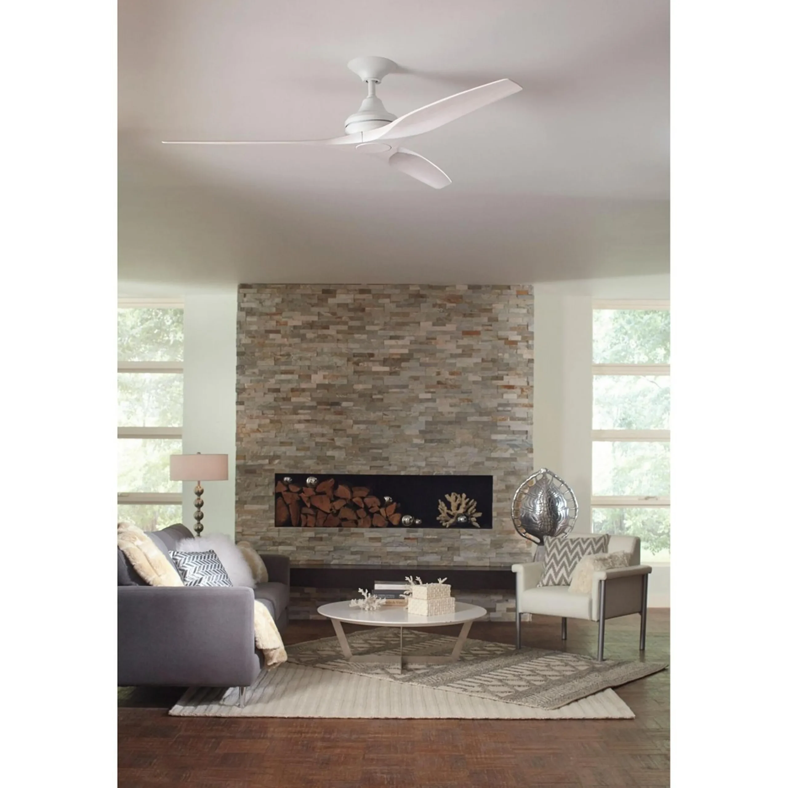 60" Indoor / Outdoor Metal and Wood Ceiling Fan