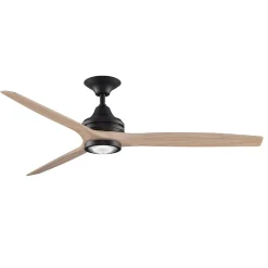 48" Indoor / Outdoor Metal and Wood LED Ceiling Fan