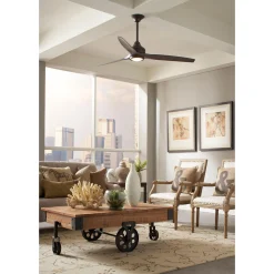 60" Indoor / Outdoor Metal and Wood LED Ceiling Fan