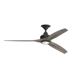 60" Indoor / Outdoor Metal and Wood LED Ceiling Fan
