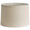 15" Linen Drum Lampshade Wide Band Trim