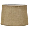16" Natural Burlap Oval Drum Shade