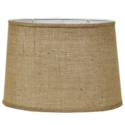 16" Natural Burlap Oval Drum Shade