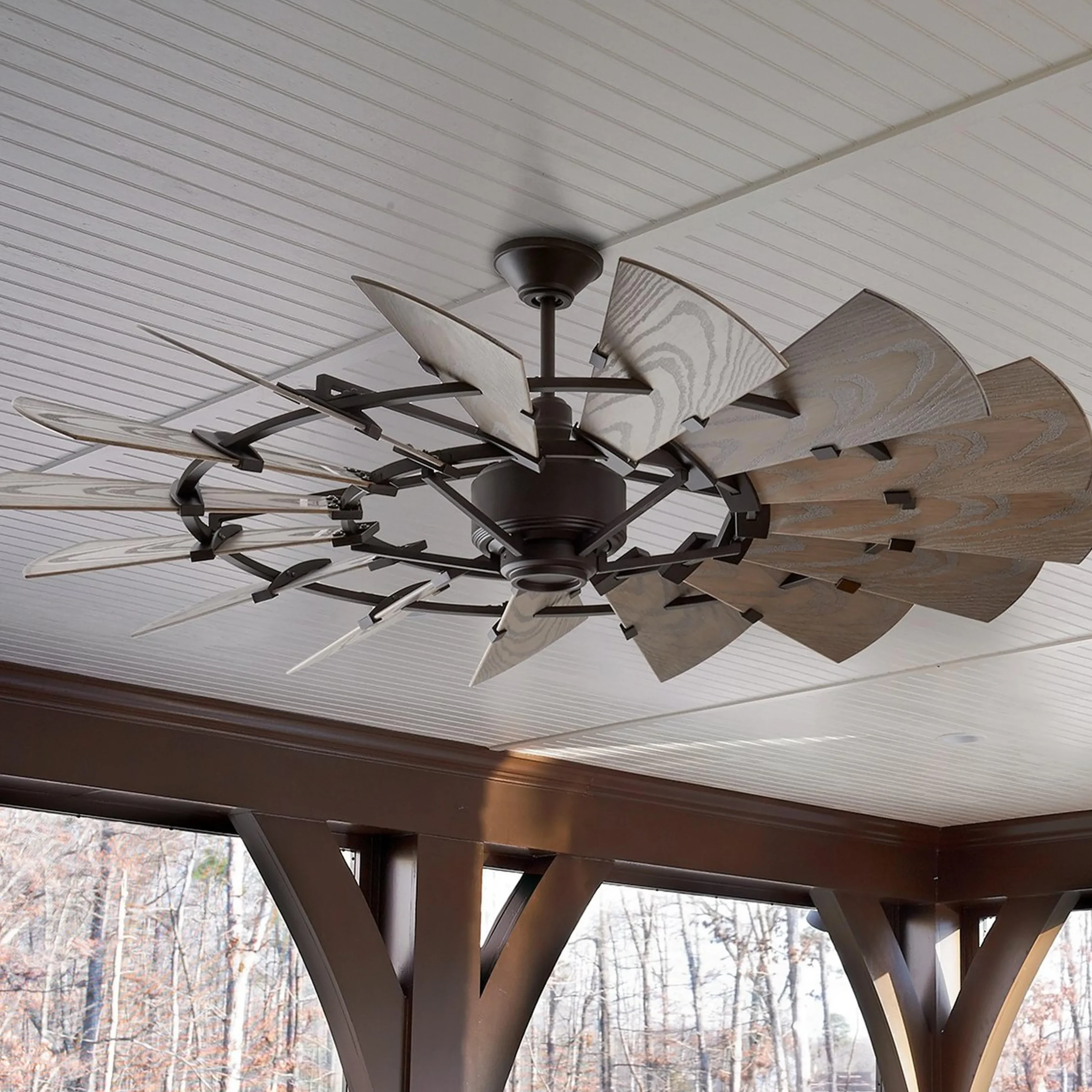 60" Outdoor Rustic Windmill Ceiling Fan
