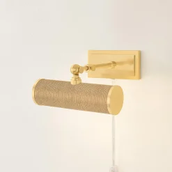 8" Retro Cylinder Picture Light - Grasscloth