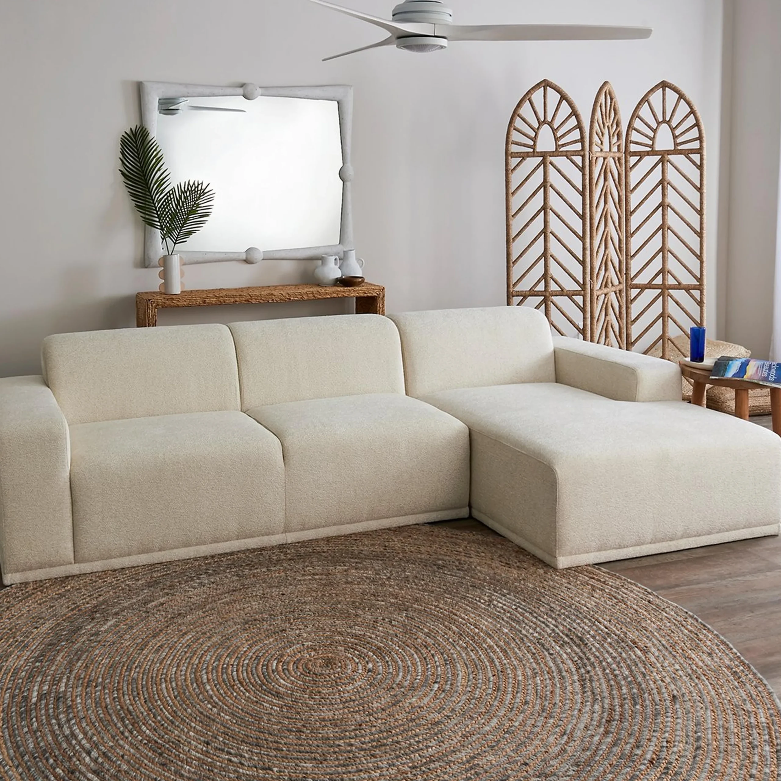 Adriano Right Sectional Sofa - Boucle