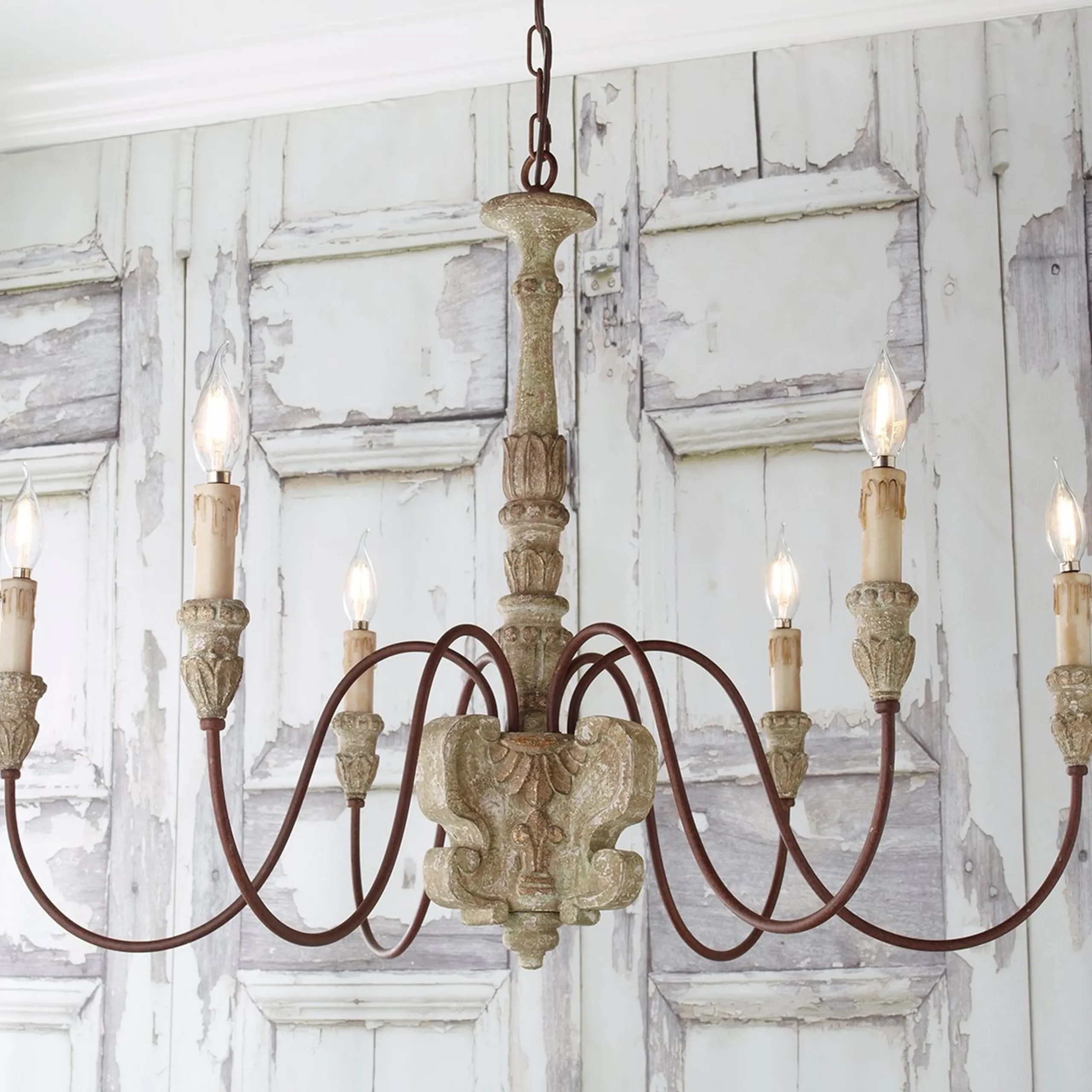 Aged Cottage Chic Chandelier