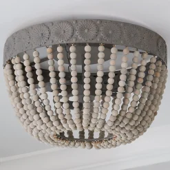 Aged Wood Beaded Ceiling Light
