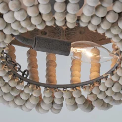 Aged Wood Beaded Ceiling Light