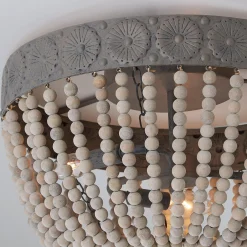 Aged Wood Beaded Ceiling Light