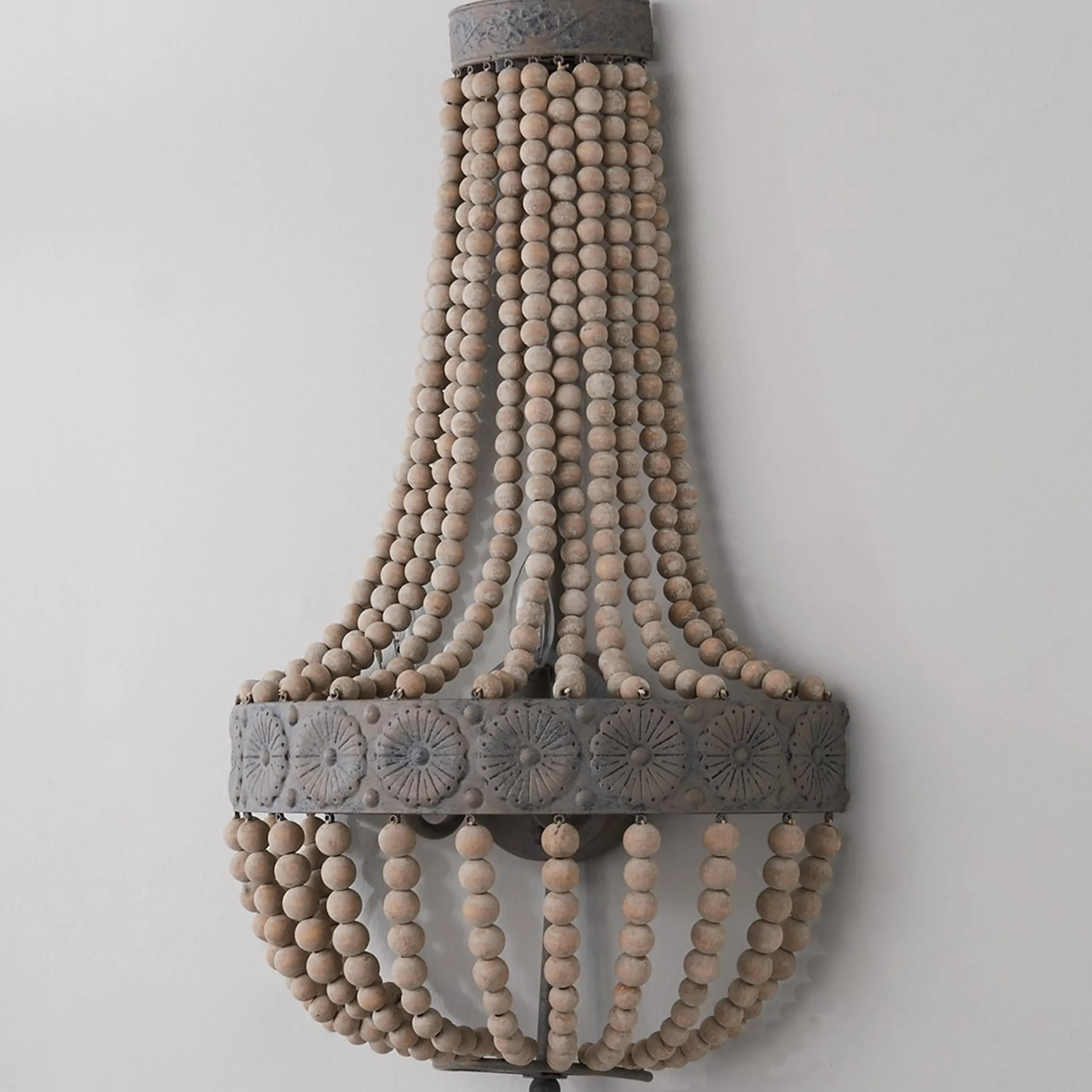 Aged Wood Beaded Sconce