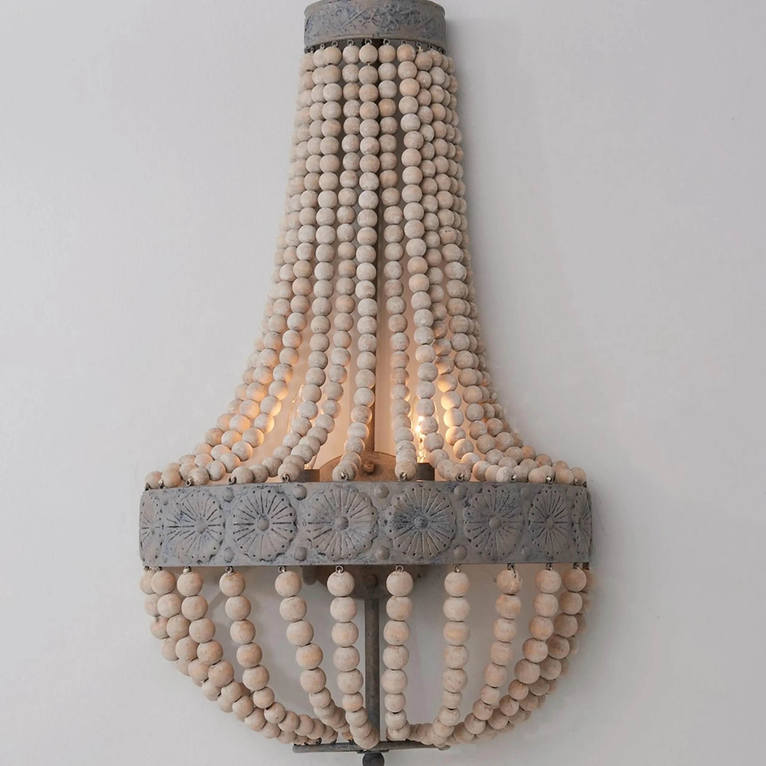 Aged Wood Beaded Sconce