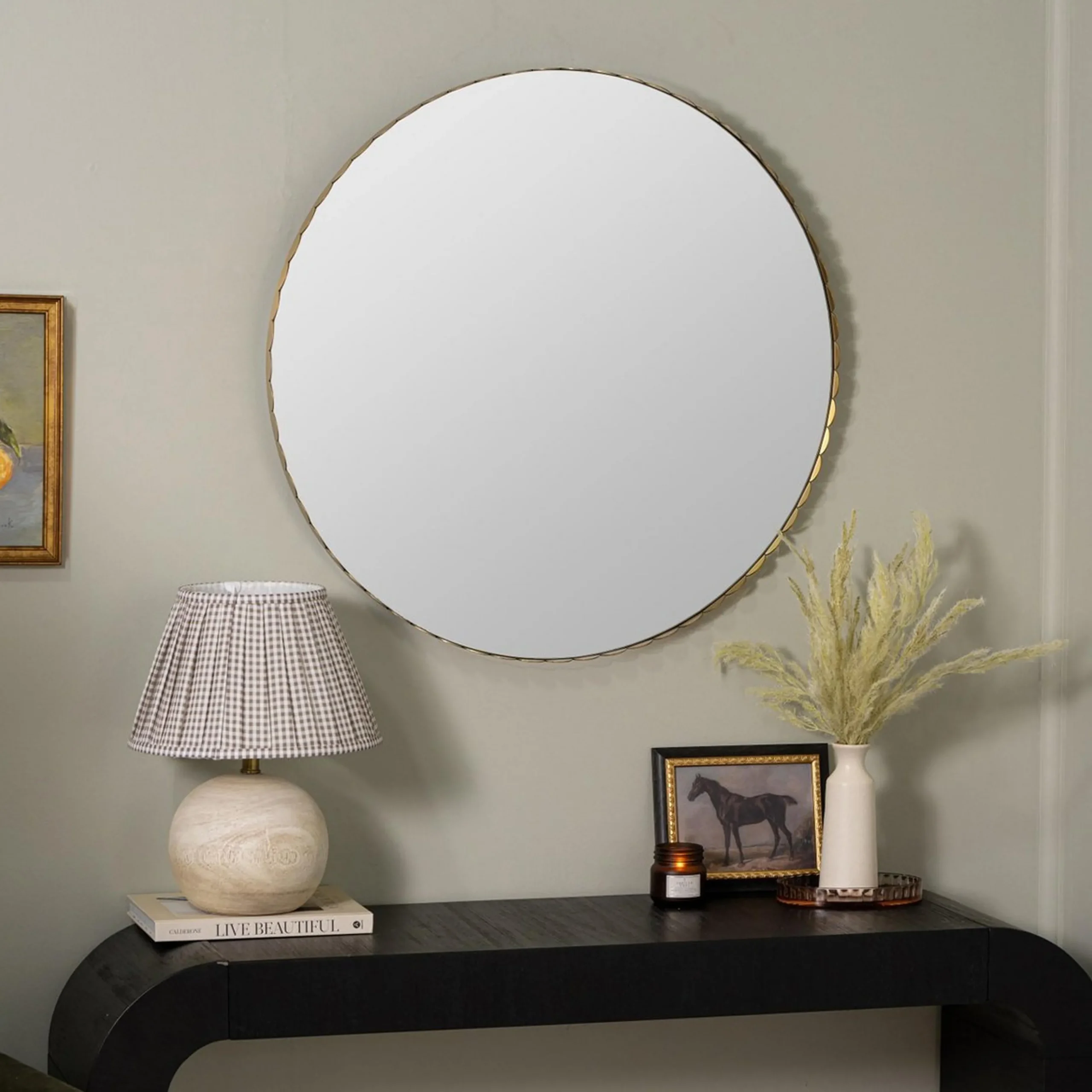 Alanis Scalloped Round Mirror