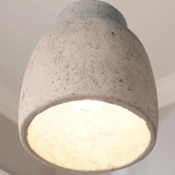 Antiqued Gray and Blue Cement Pendant - Large