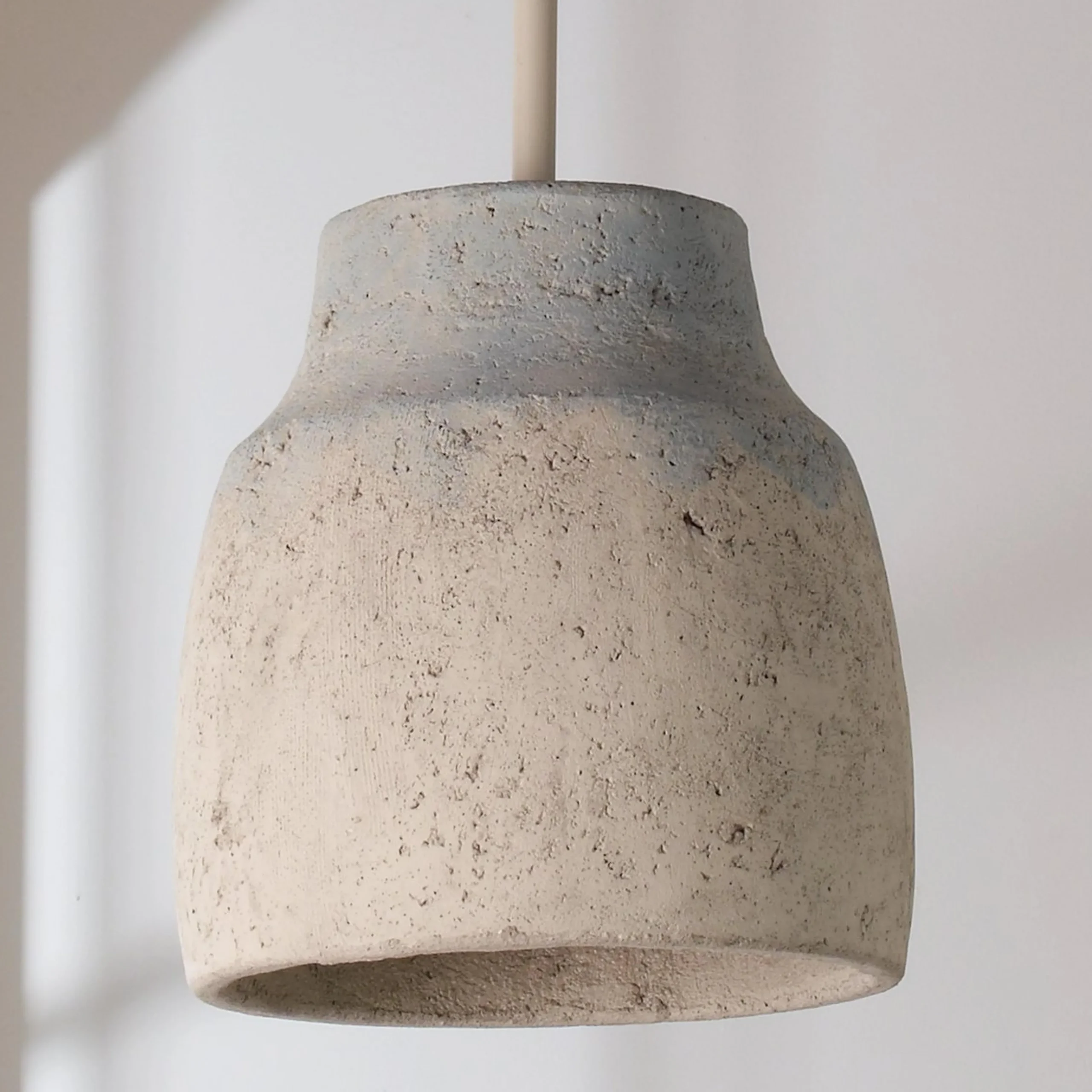 Antiqued Gray and Blue Cement Pendant - Large