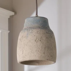 Antiqued Gray and Blue Cement Pendant - Small