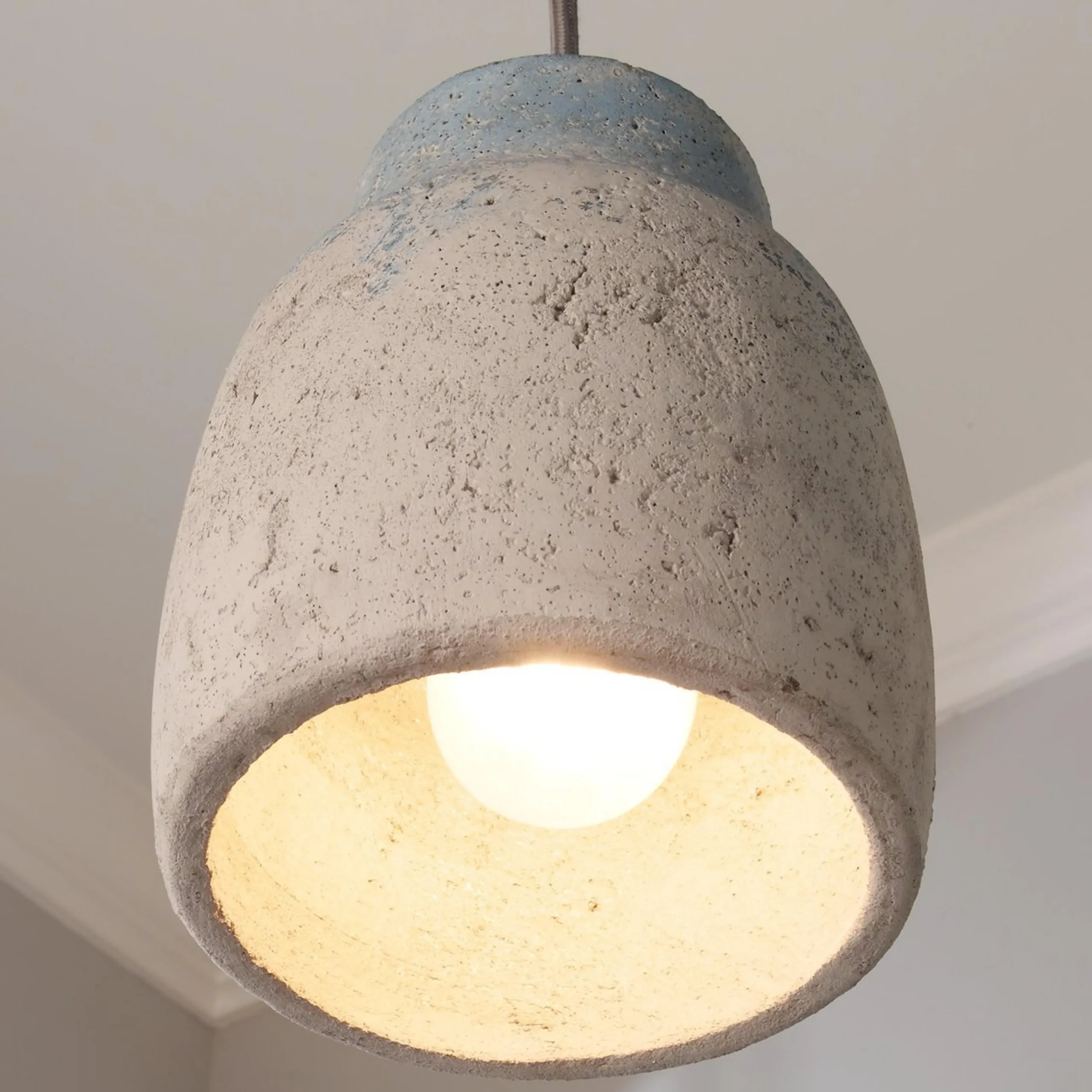Antiqued Gray and Blue Cement Pendant - Small