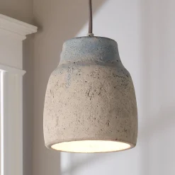 Antiqued Gray and Blue Cement Pendant - Small