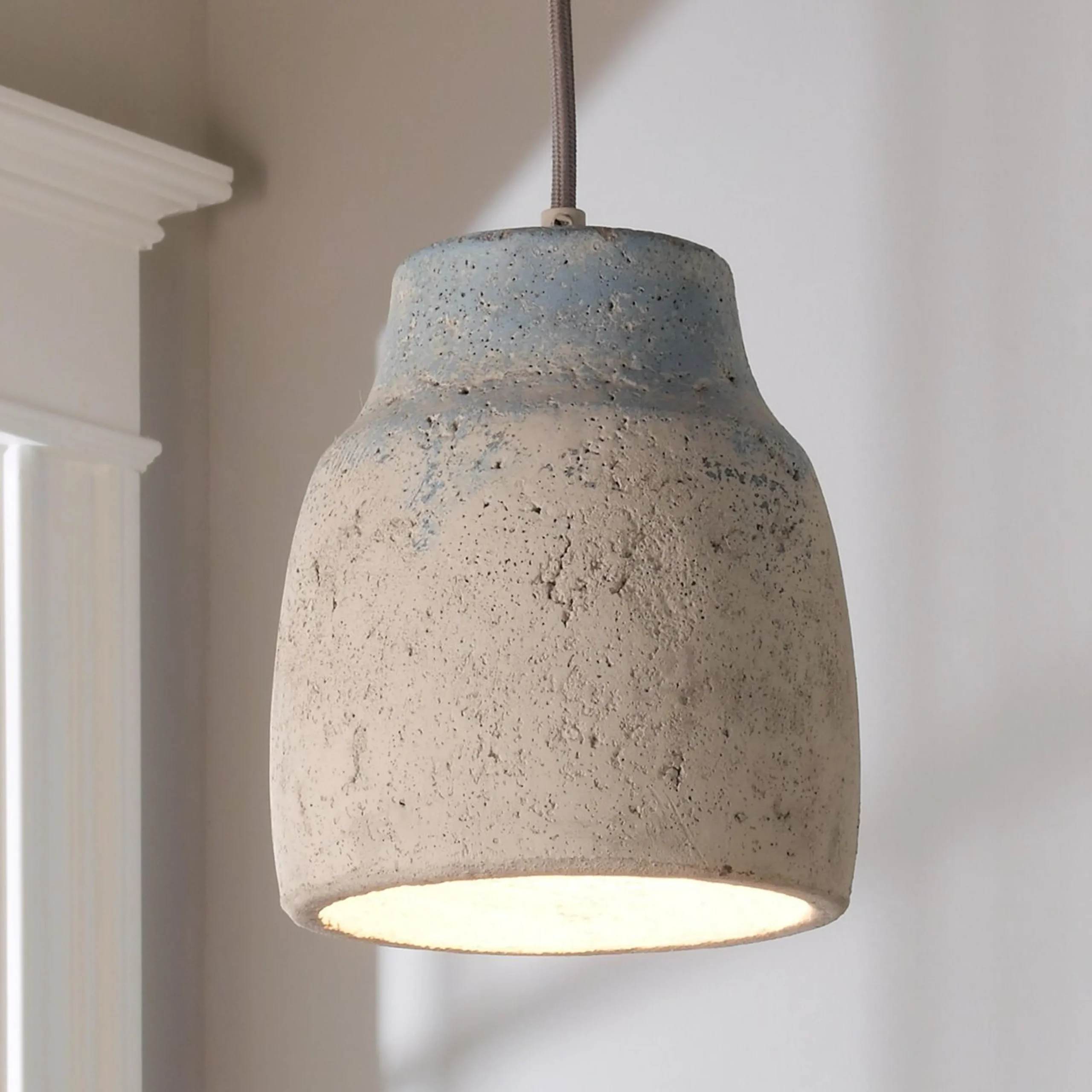 Antiqued Gray and Blue Cement Pendant - Small
