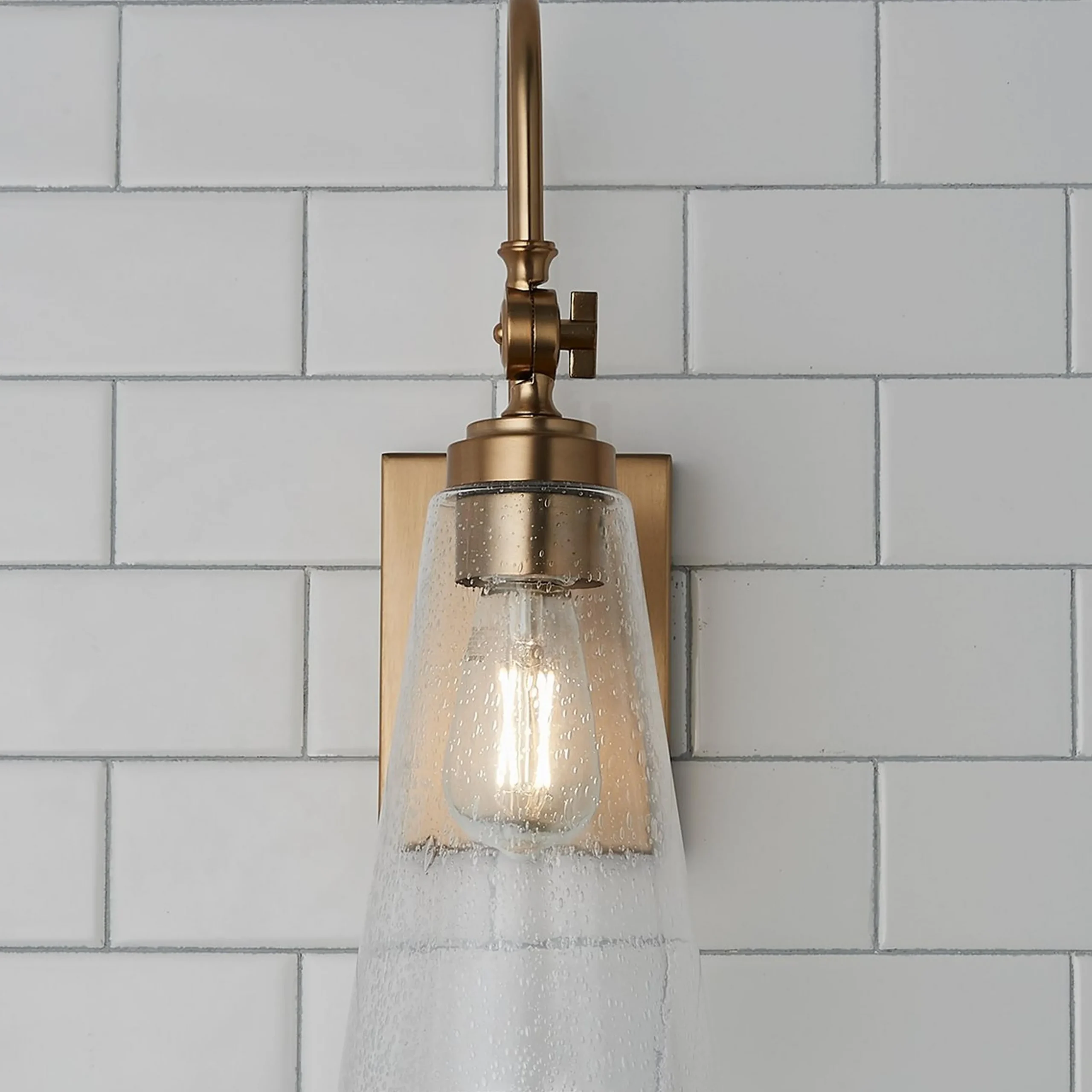 Arched Neck Tapered Glass Wall Light