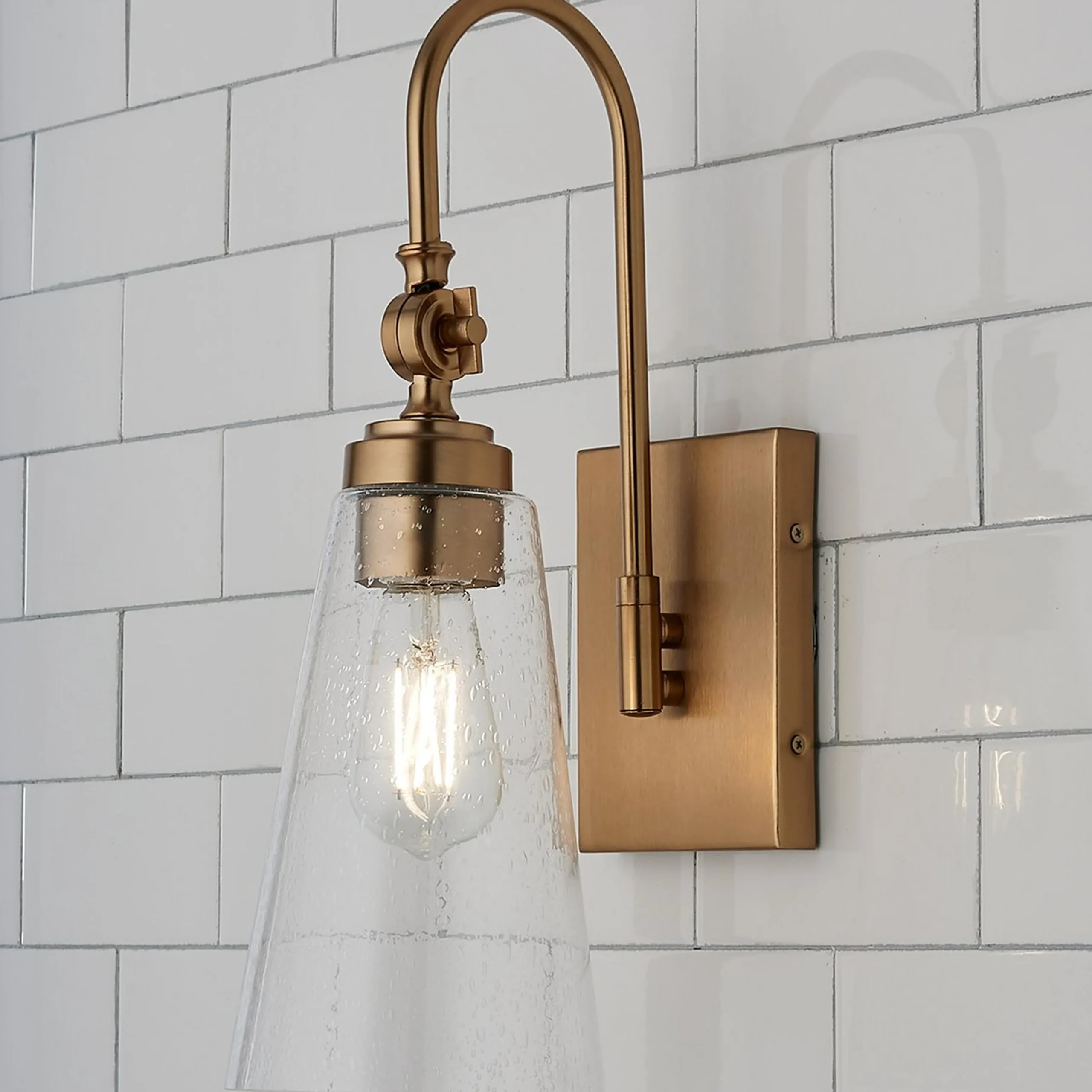 Arched Neck Tapered Glass Wall Light