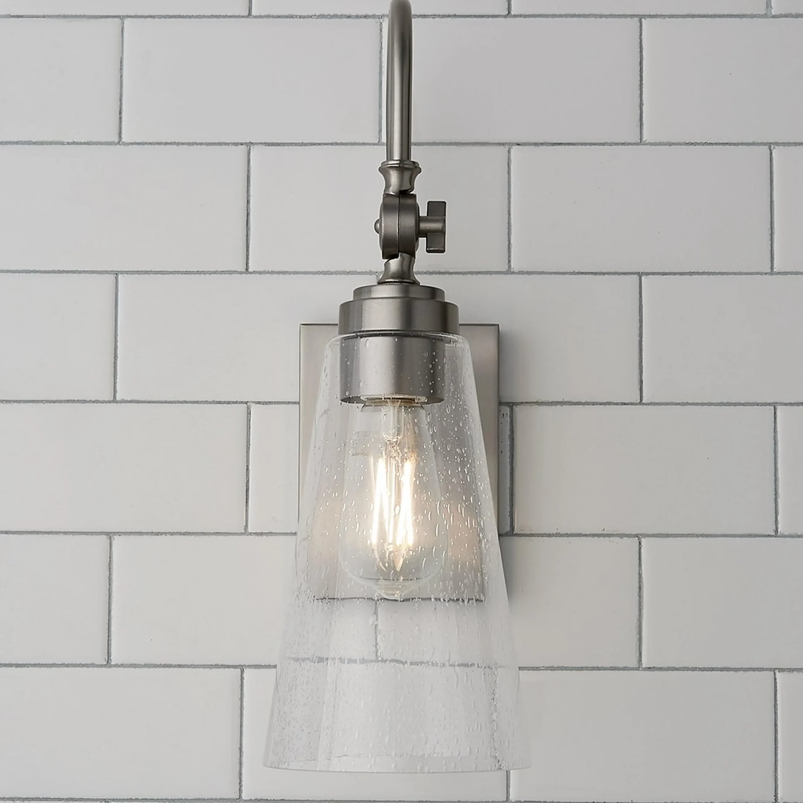 Arched Neck Tapered Glass Wall Light