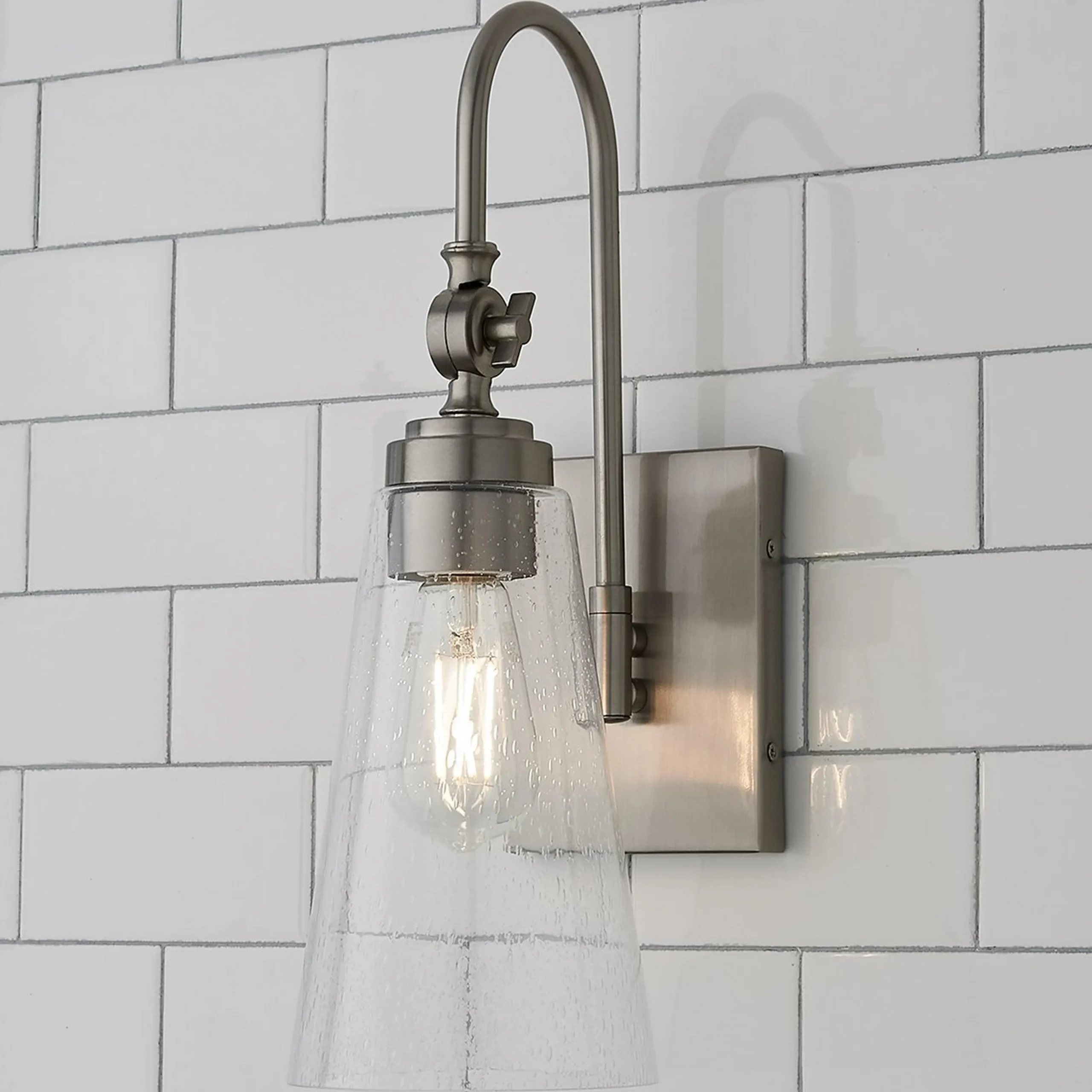 Arched Neck Tapered Glass Wall Light