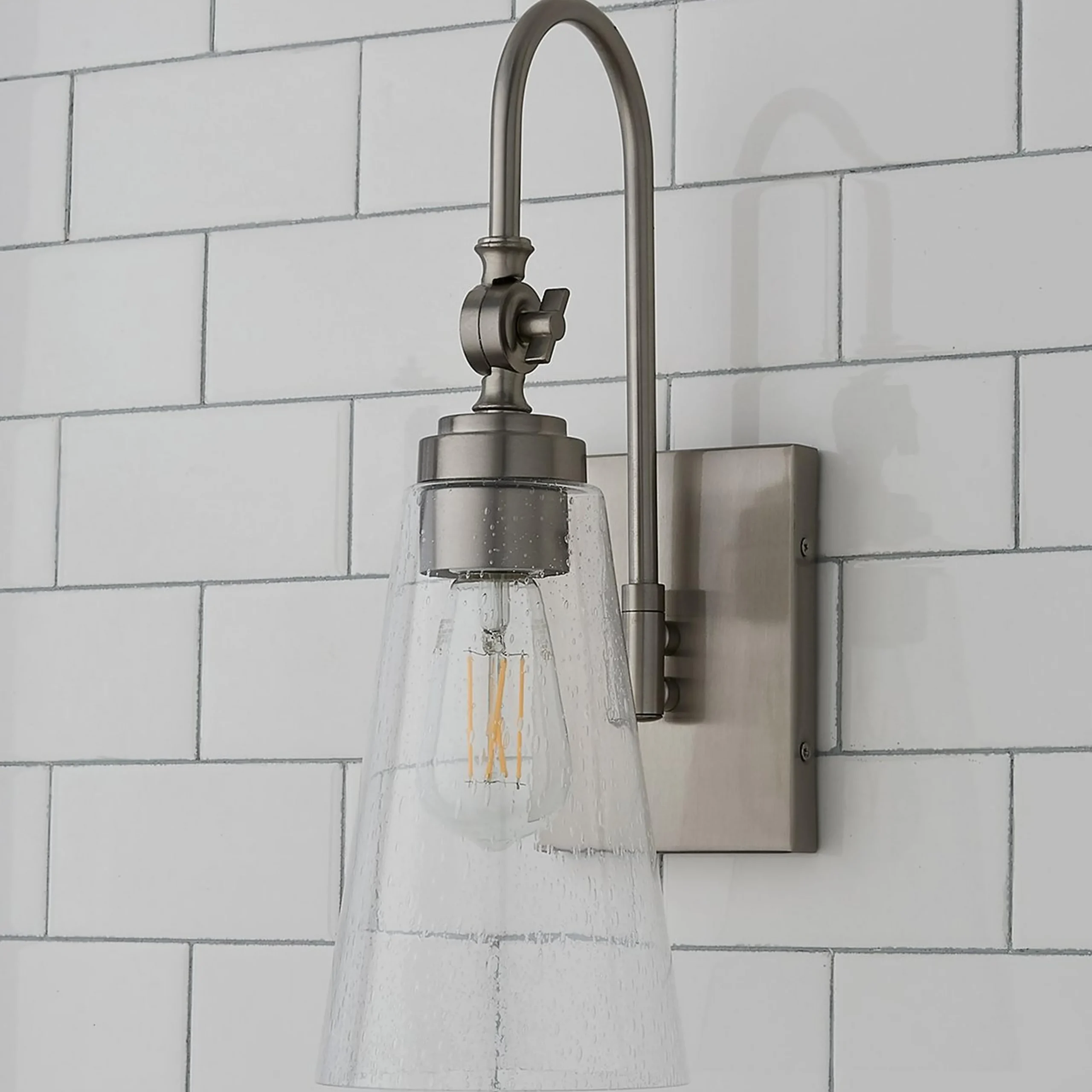 Arched Neck Tapered Glass Wall Light