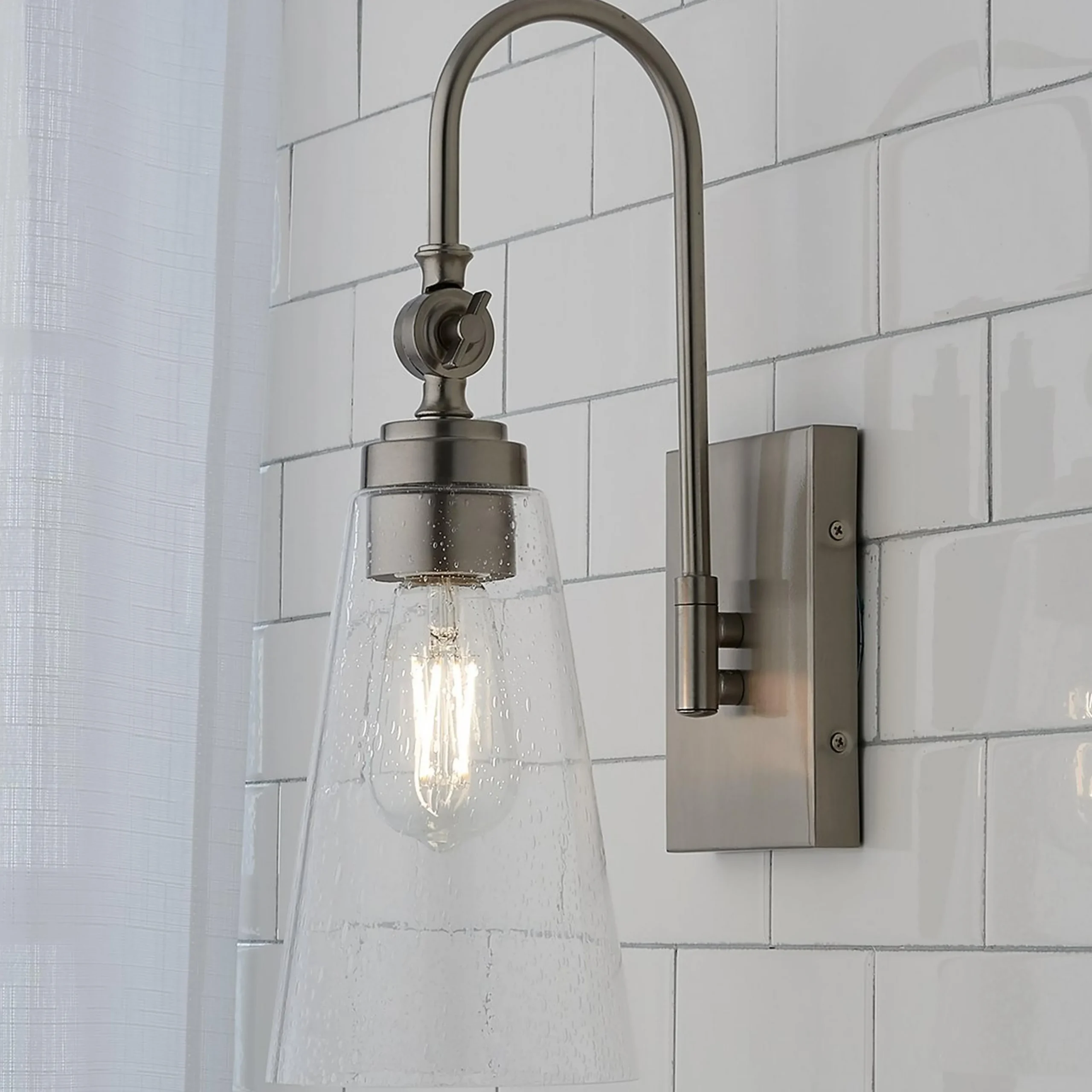 Arched Neck Tapered Glass Wall Light
