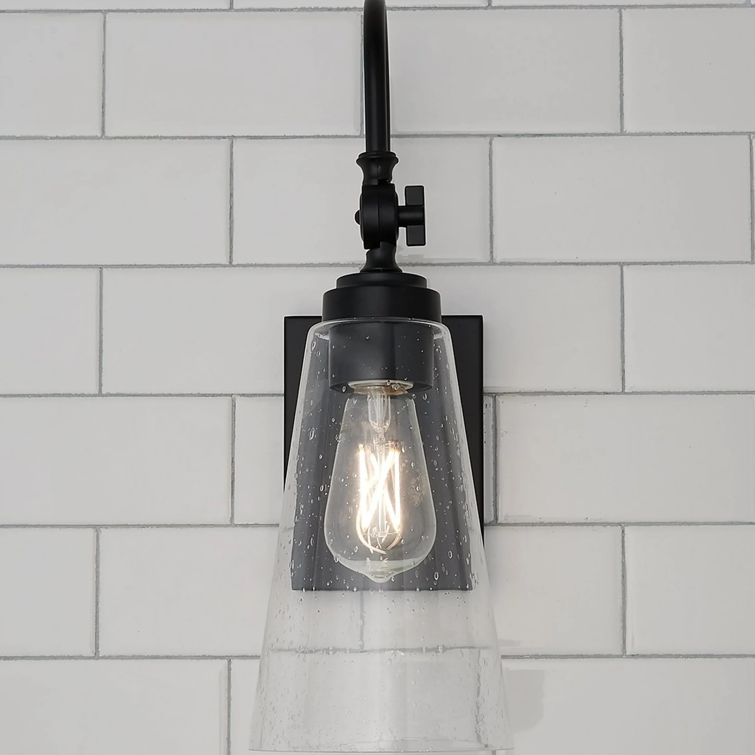 Arched Neck Tapered Glass Wall Light