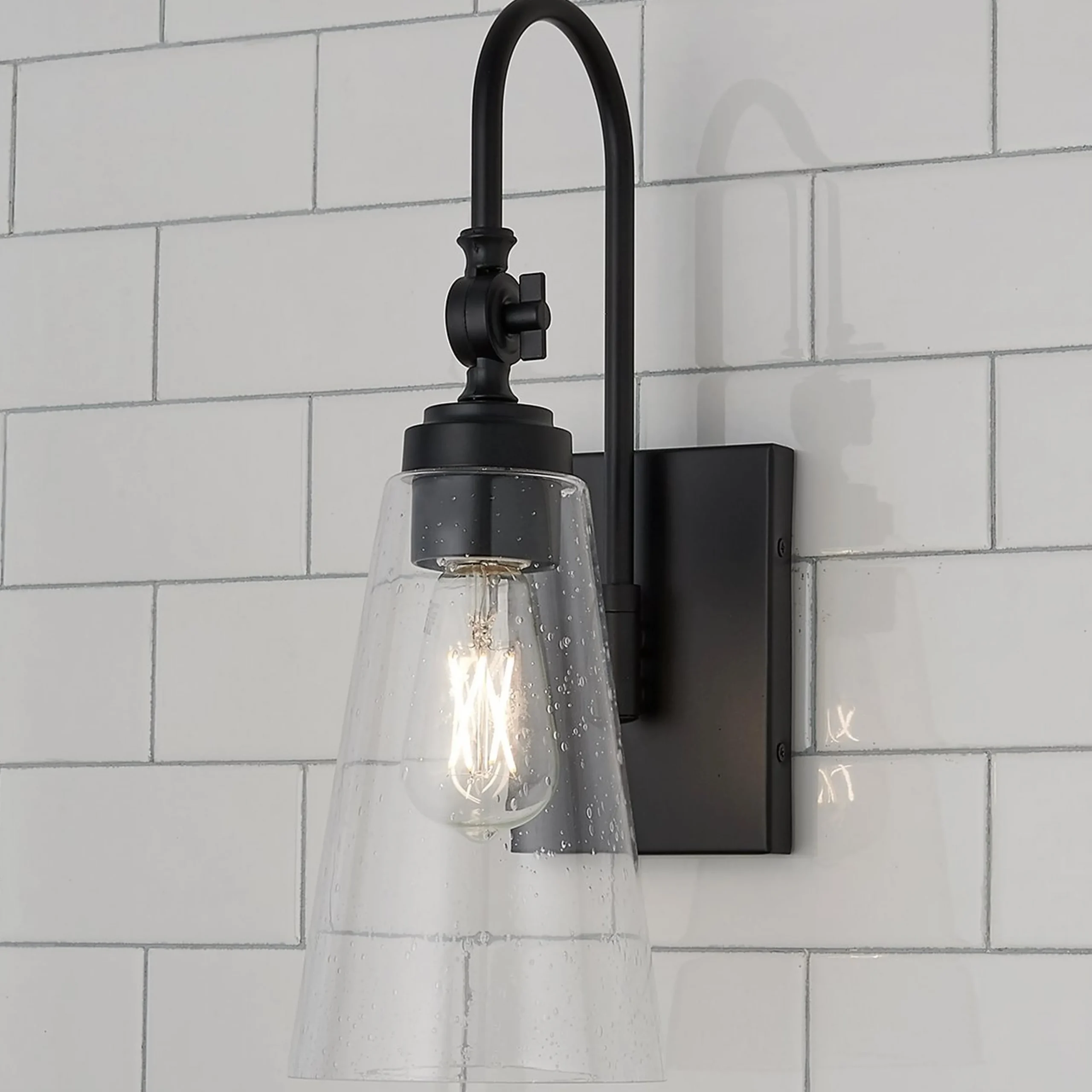 Arched Neck Tapered Glass Wall Light