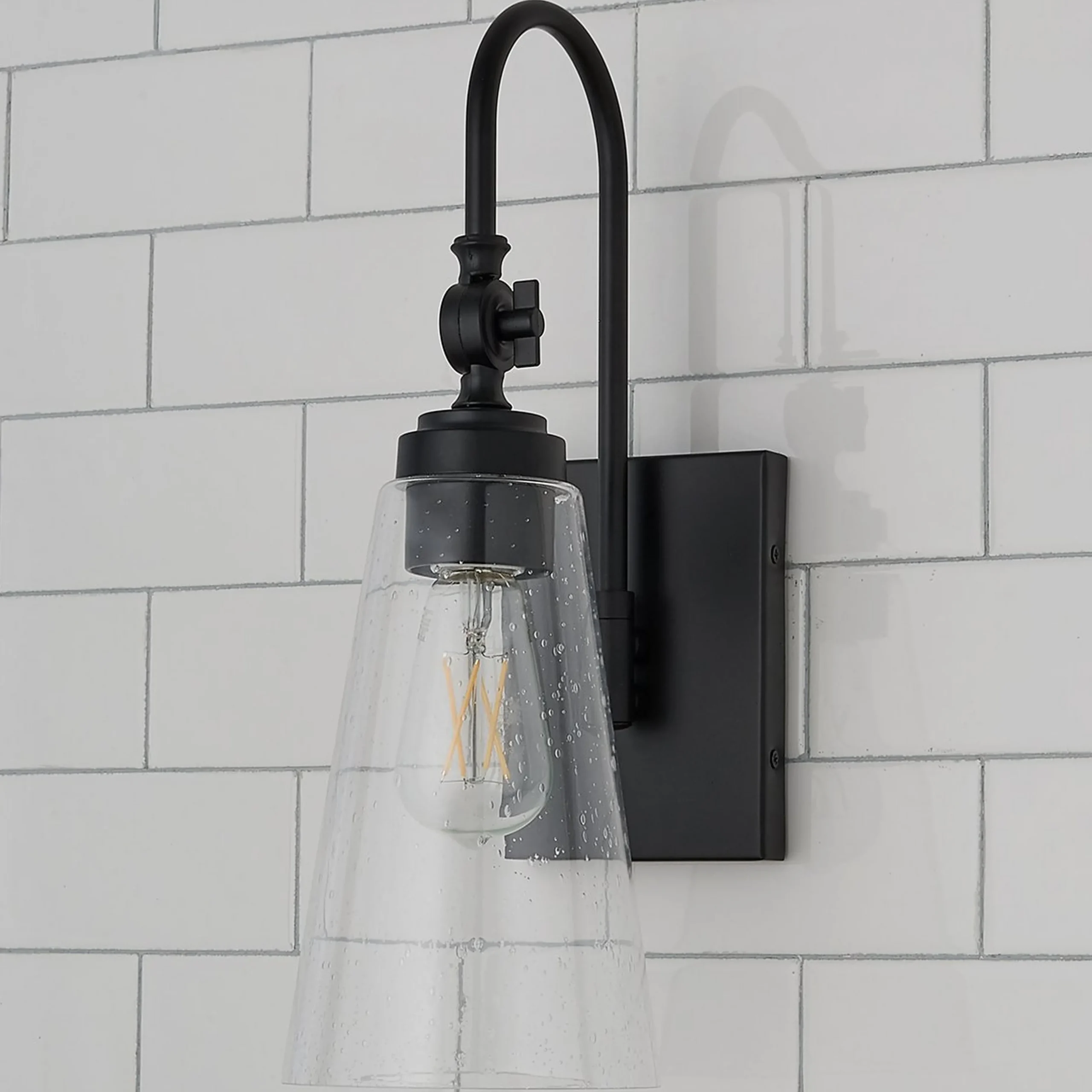 Arched Neck Tapered Glass Wall Light