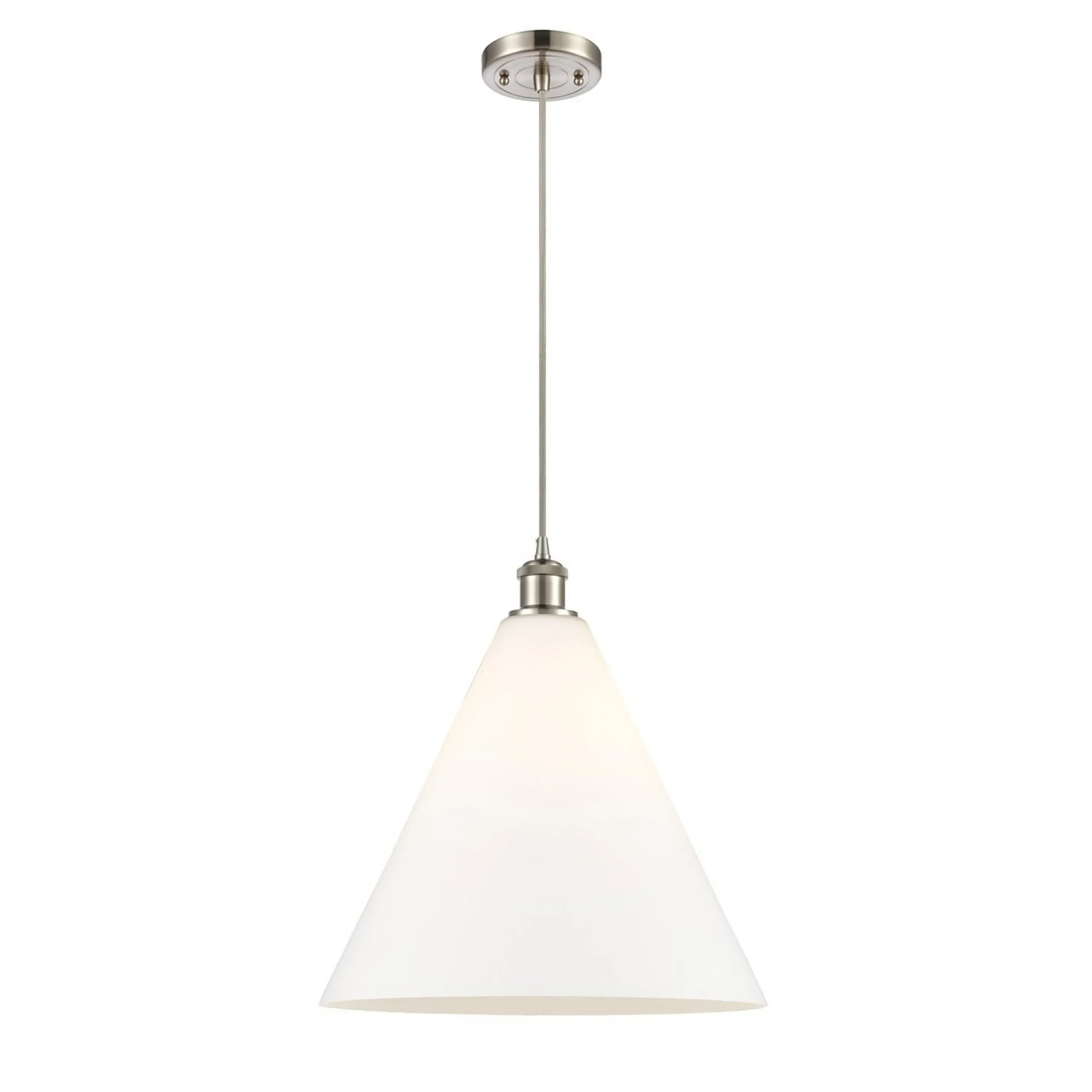 Arthur Cone Pendant - Large - White Glass
