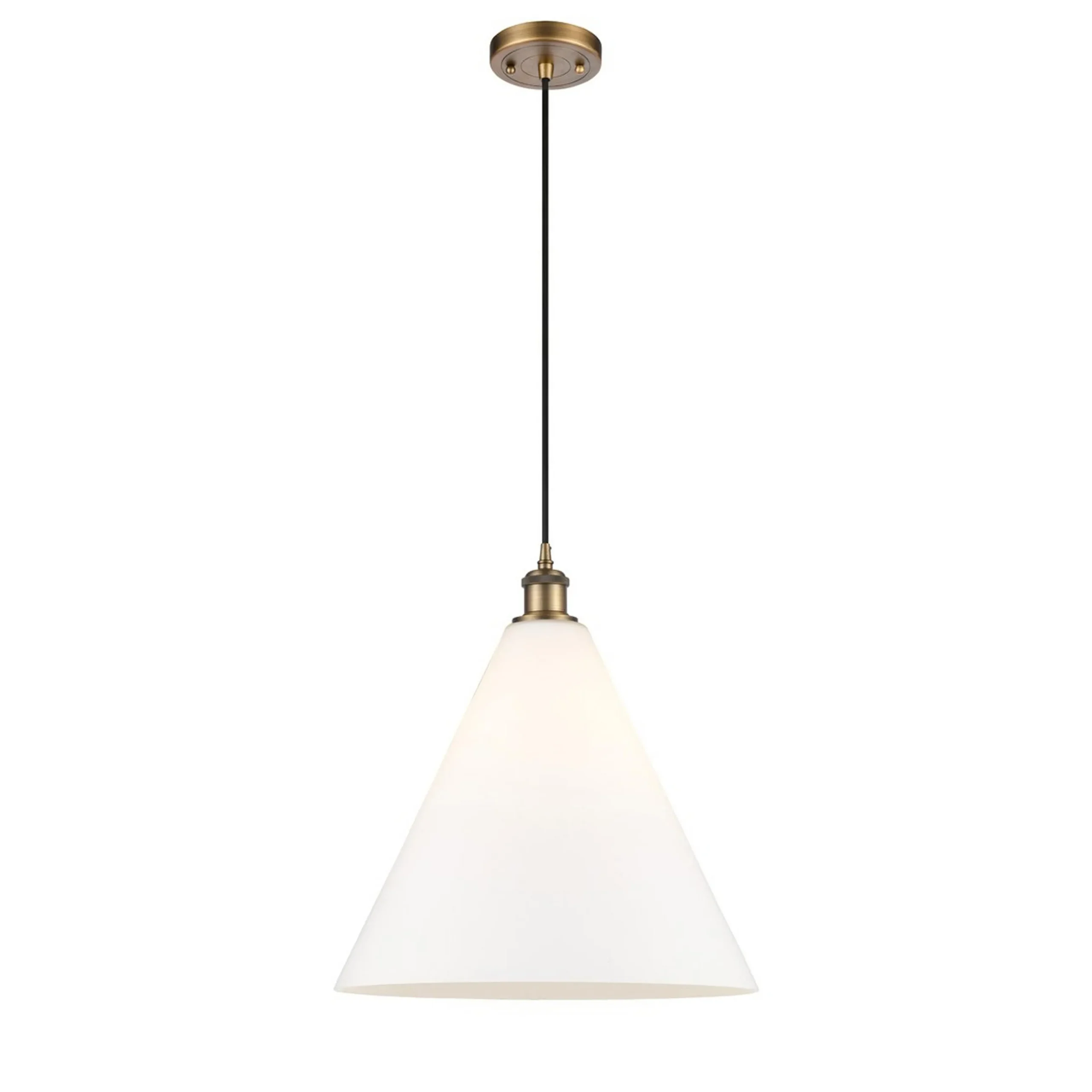 Arthur Cone Pendant - Large - White Glass