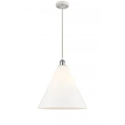 Arthur Cone Pendant - Large - White Glass