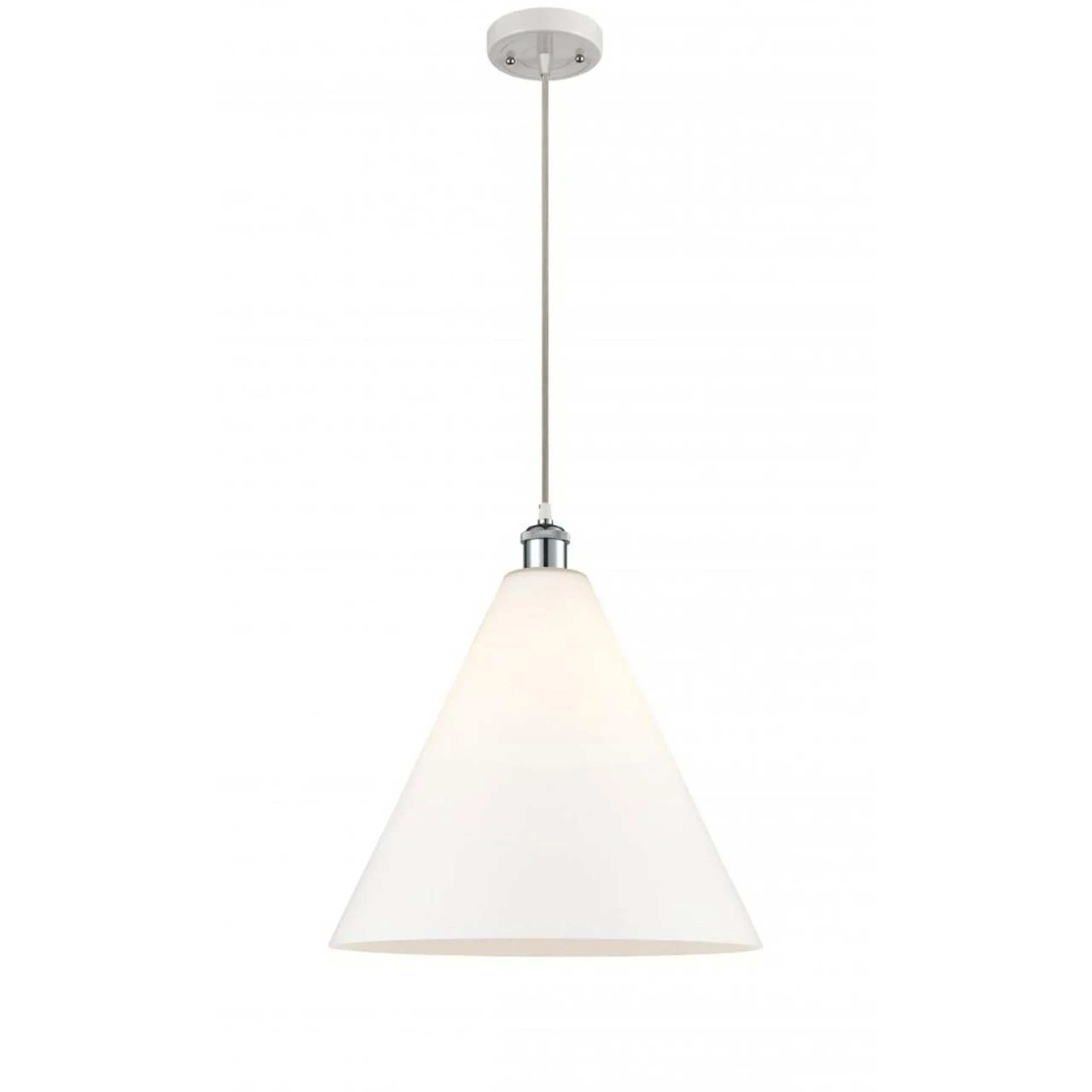 Arthur Cone Pendant - Large - White Glass