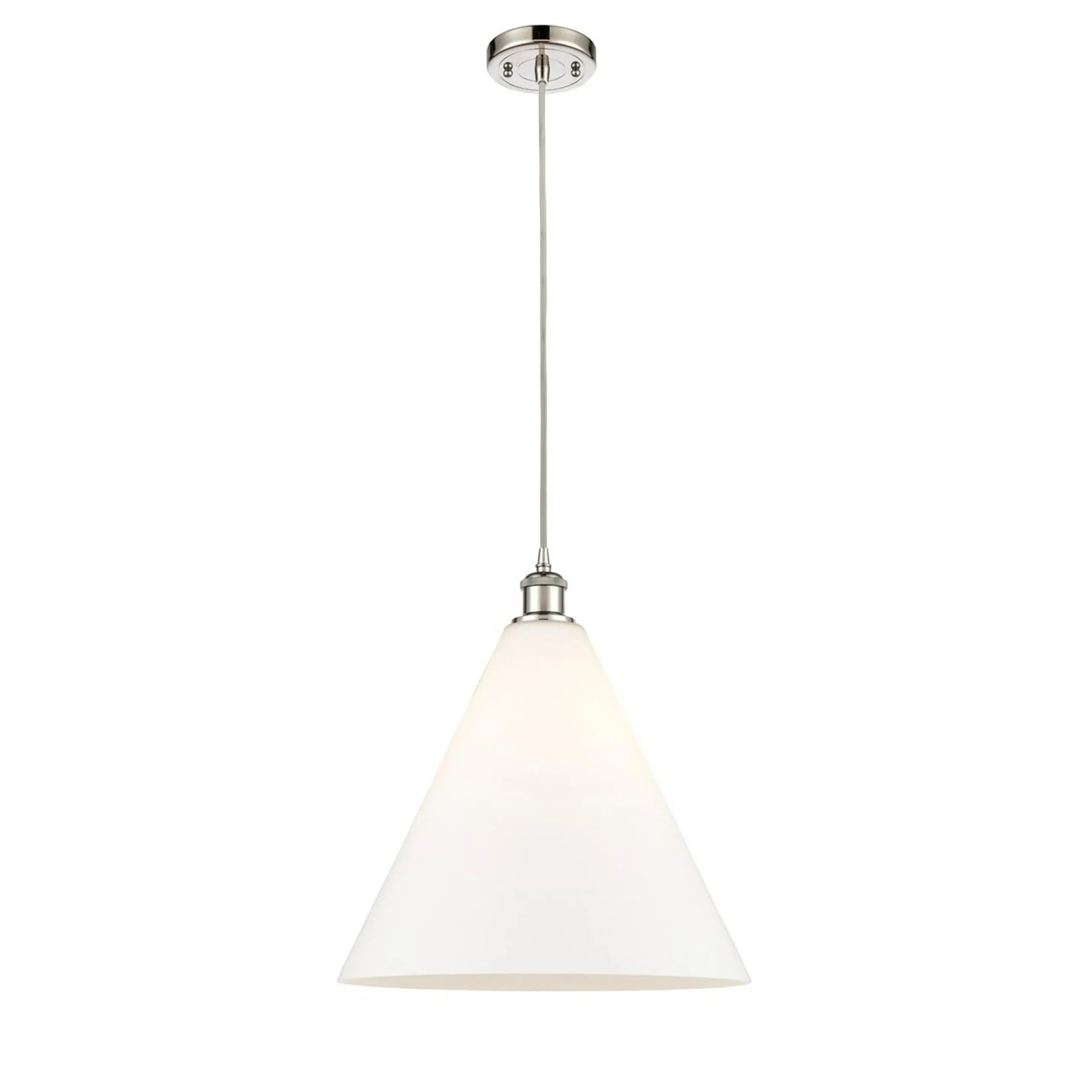 Arthur Cone Pendant - Large - White Glass