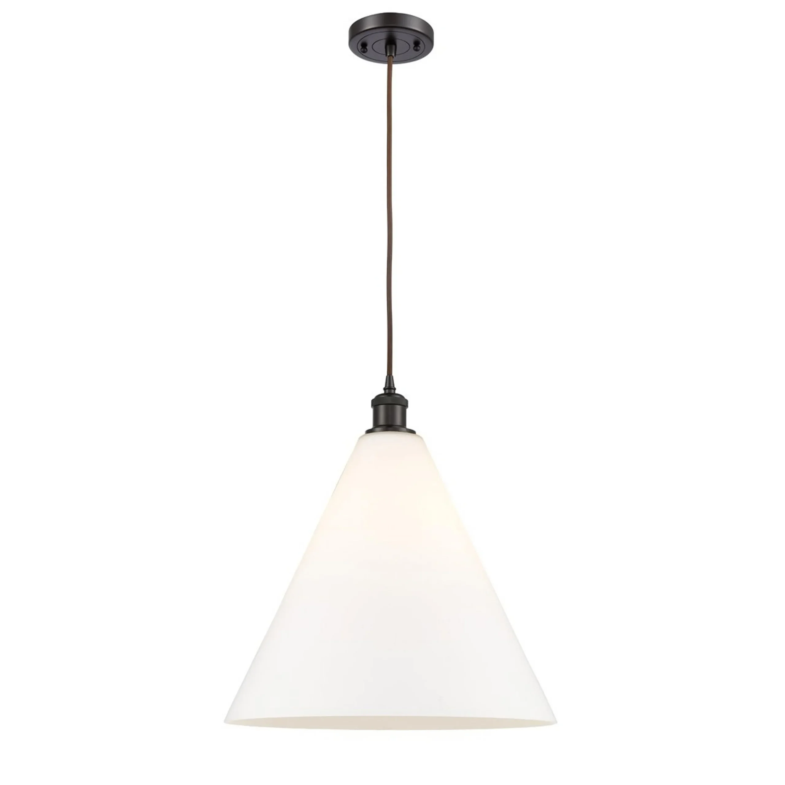 Arthur Cone Pendant - Large - White Glass