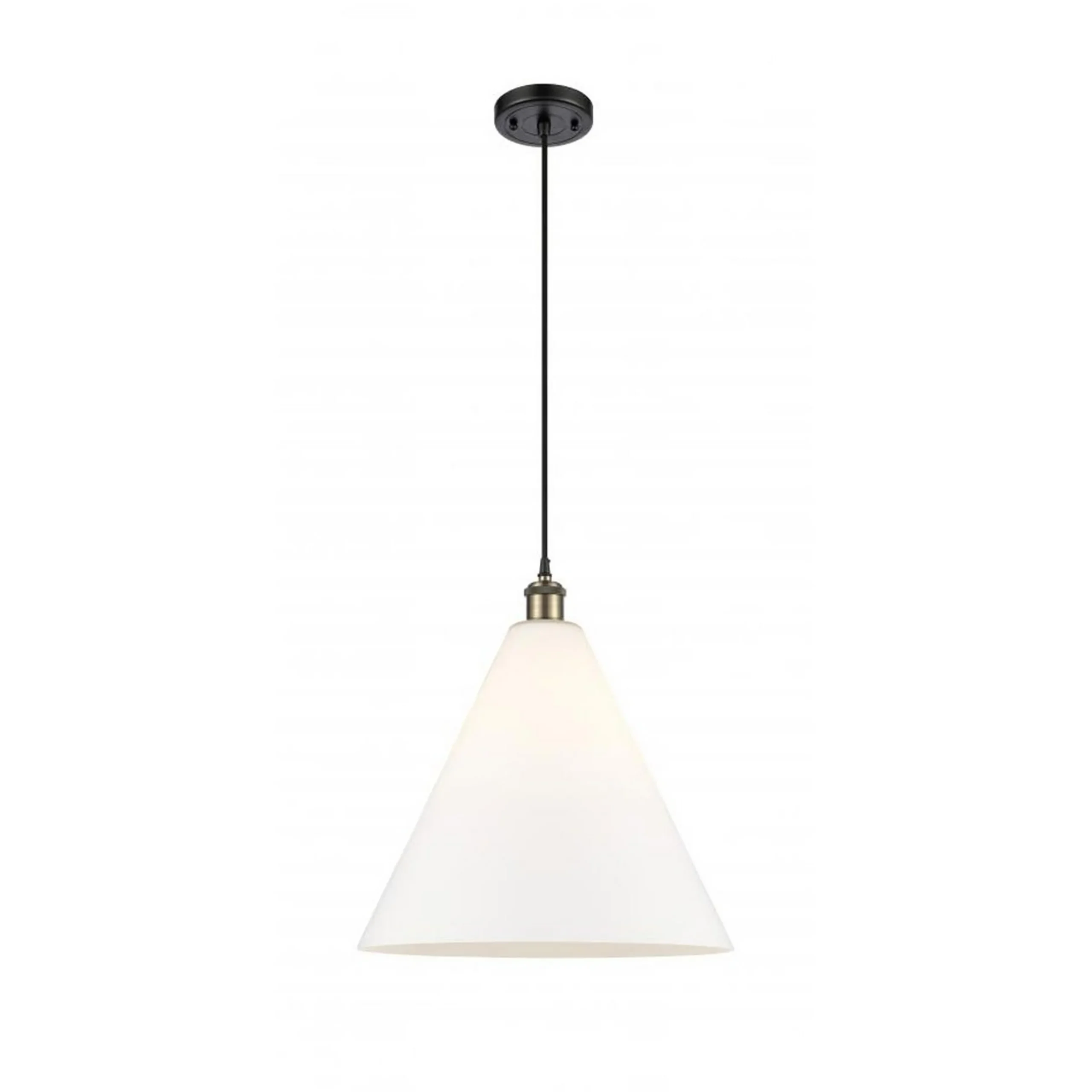 Arthur Cone Pendant - Large - White Glass