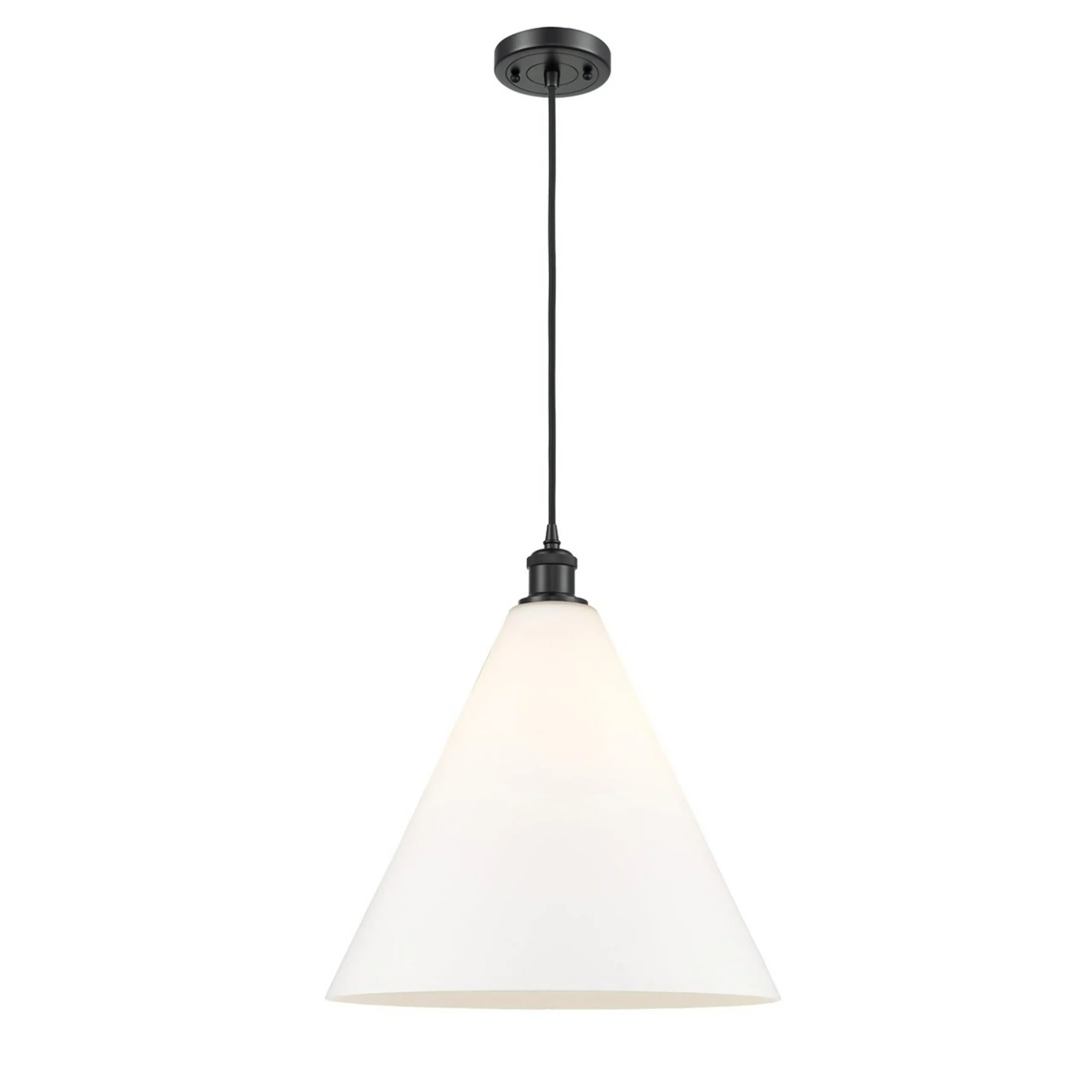 Arthur Cone Pendant - Large - White Glass