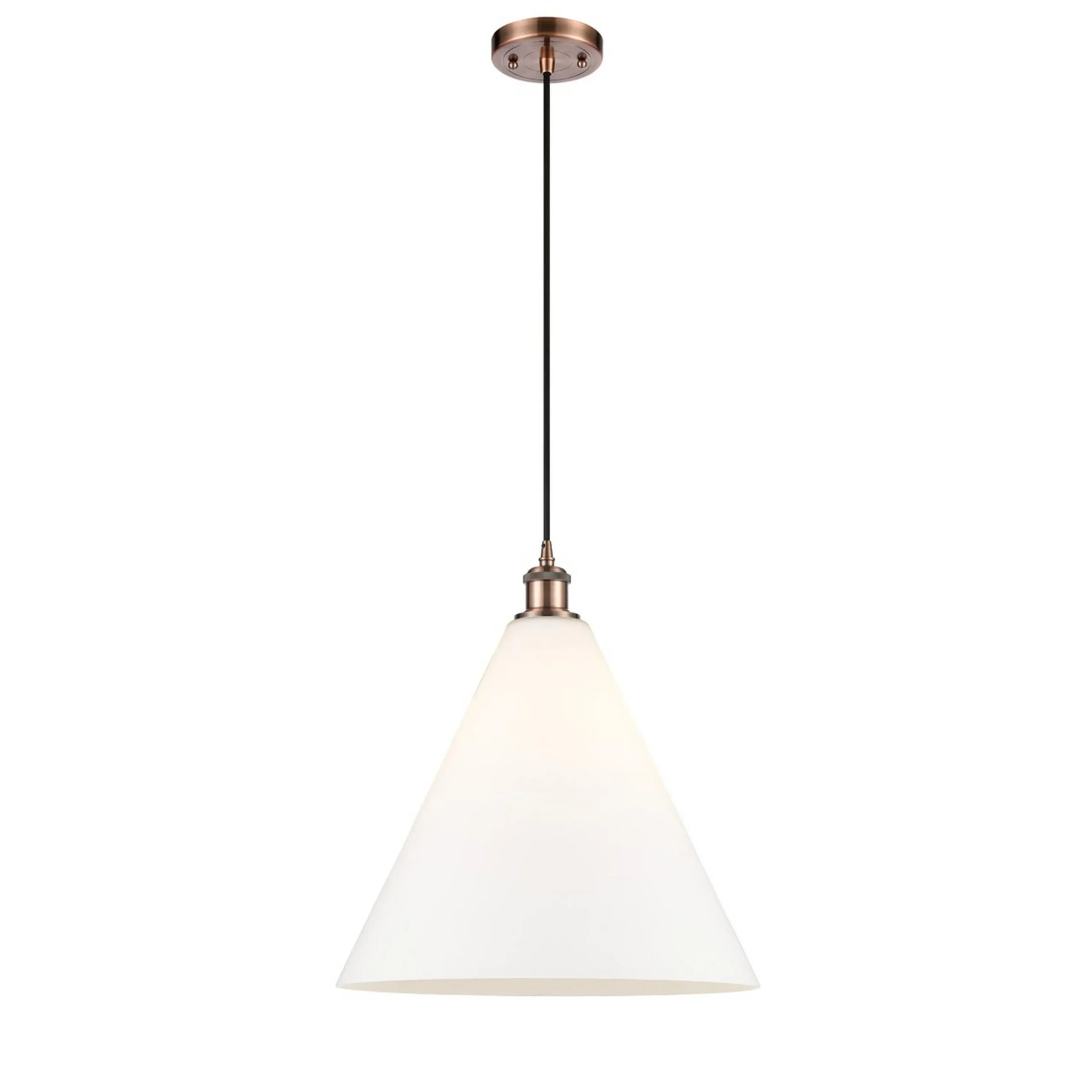 Arthur Cone Pendant - Large - White Glass