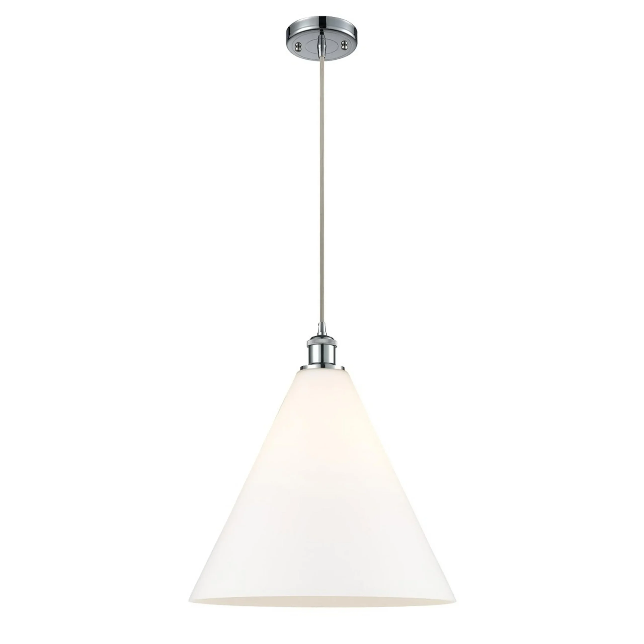 Arthur Cone Pendant - Large - White Glass