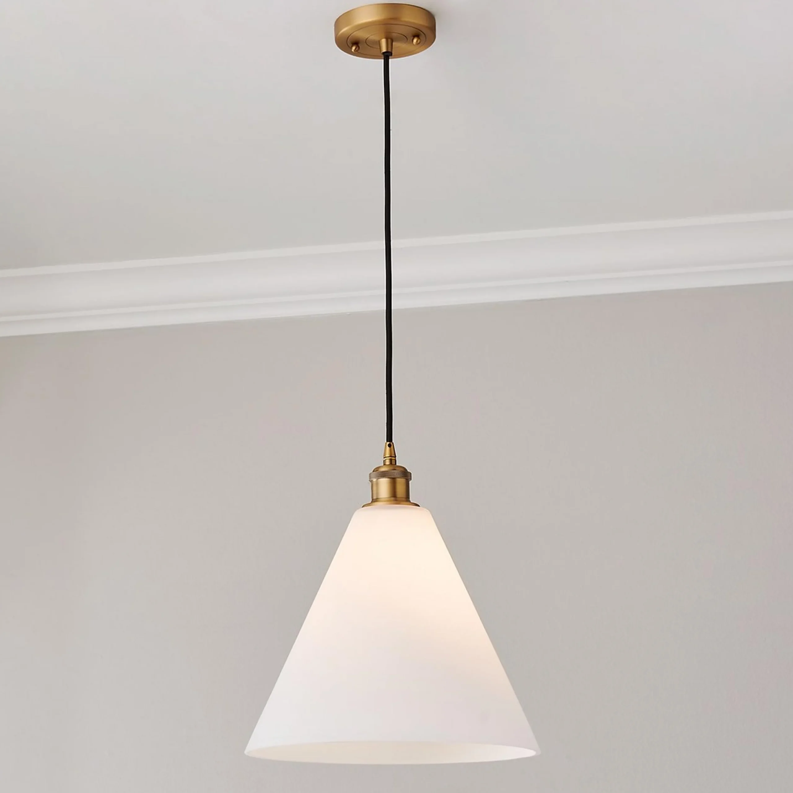 Arthur Cone Pendant - Small - White Glass