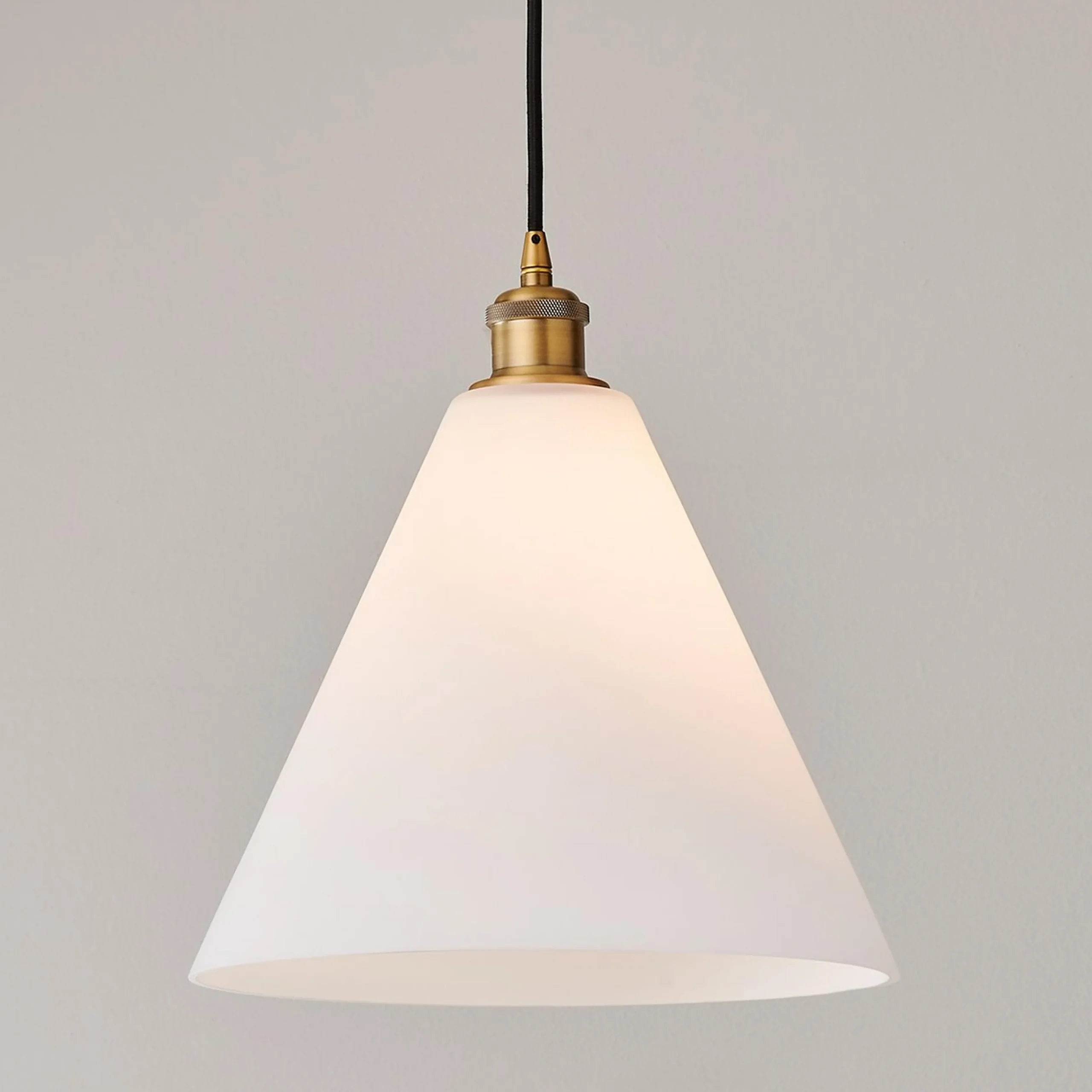 Arthur Cone Pendant - Small - White Glass