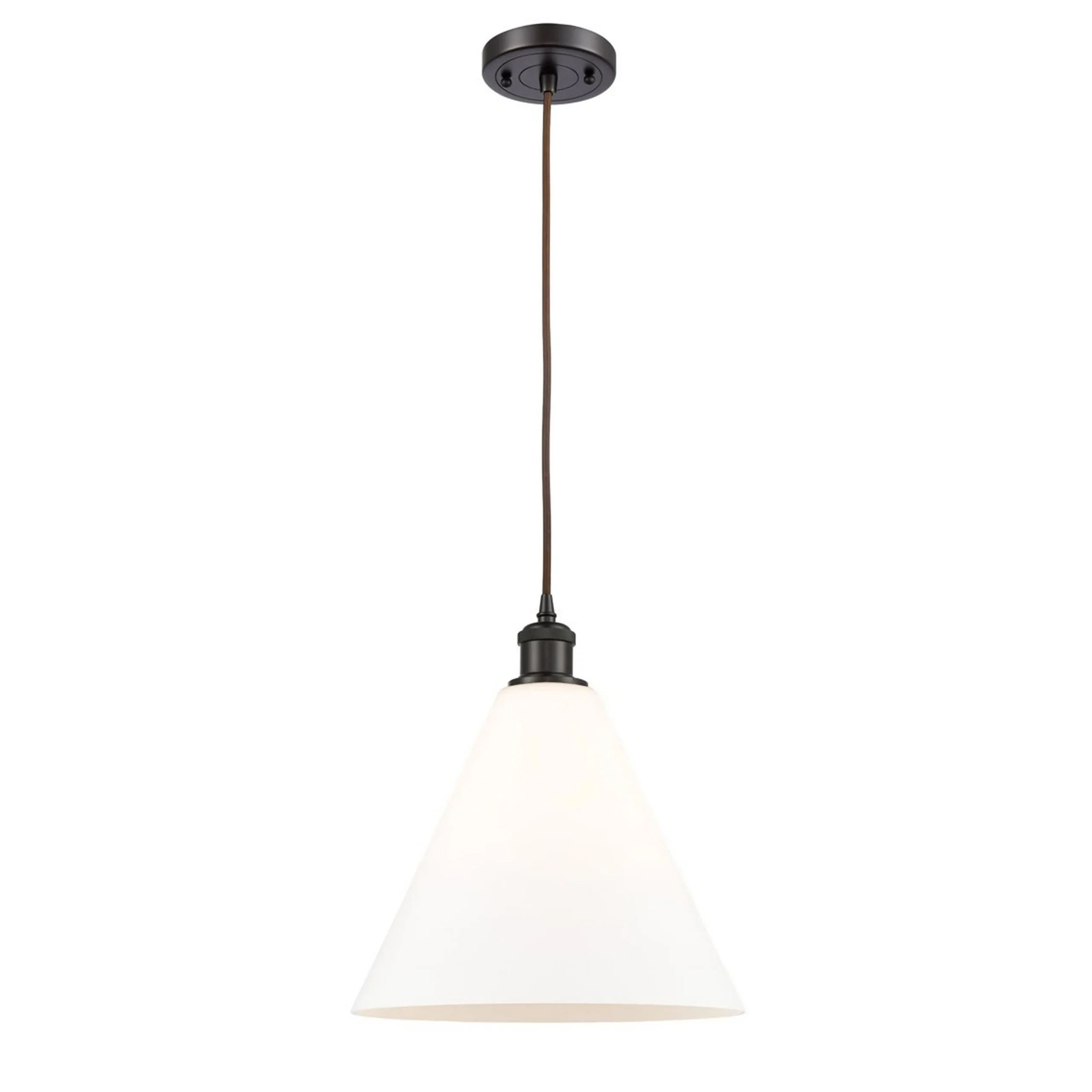 Arthur Cone Pendant - Small - White Glass