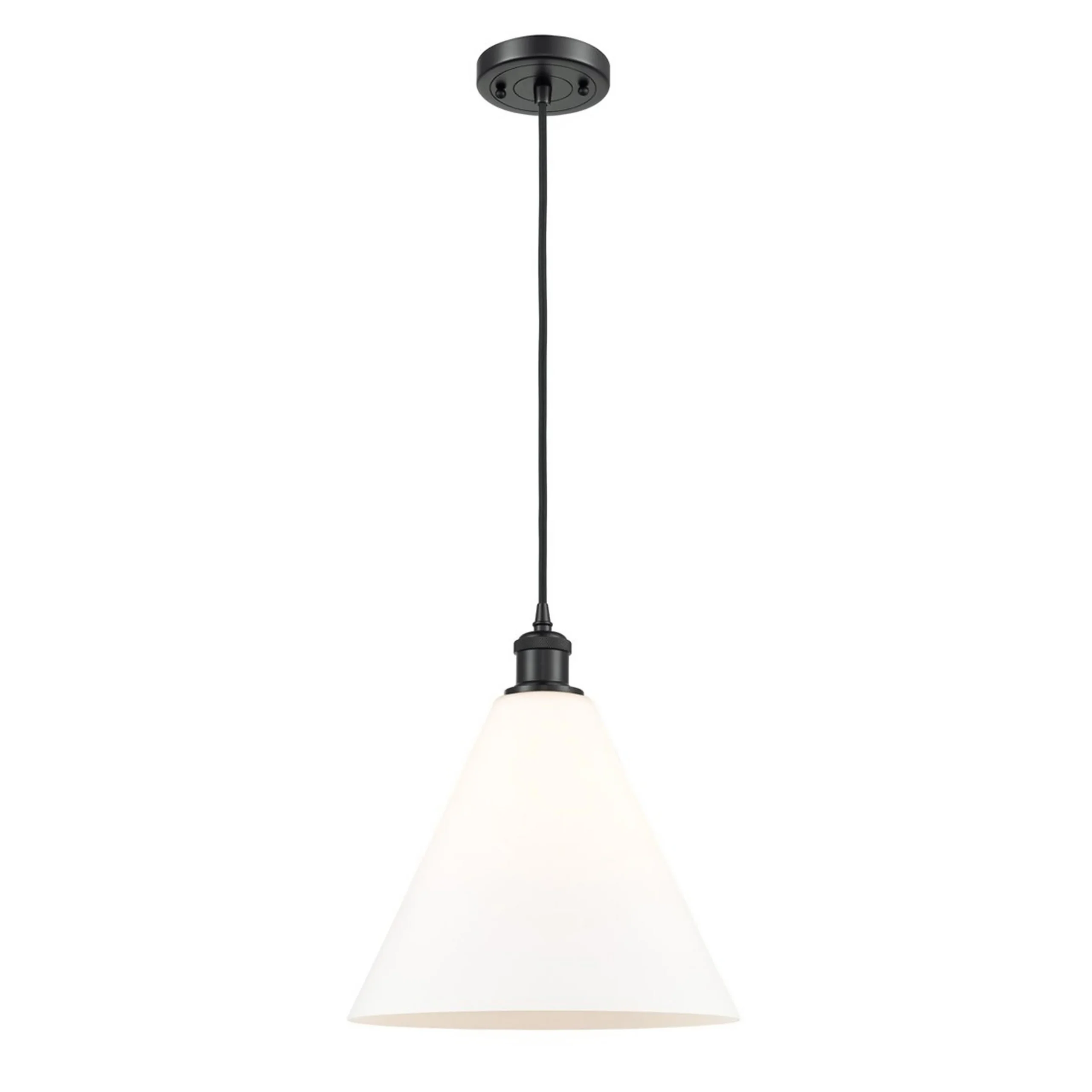 Arthur Cone Pendant - Small - White Glass