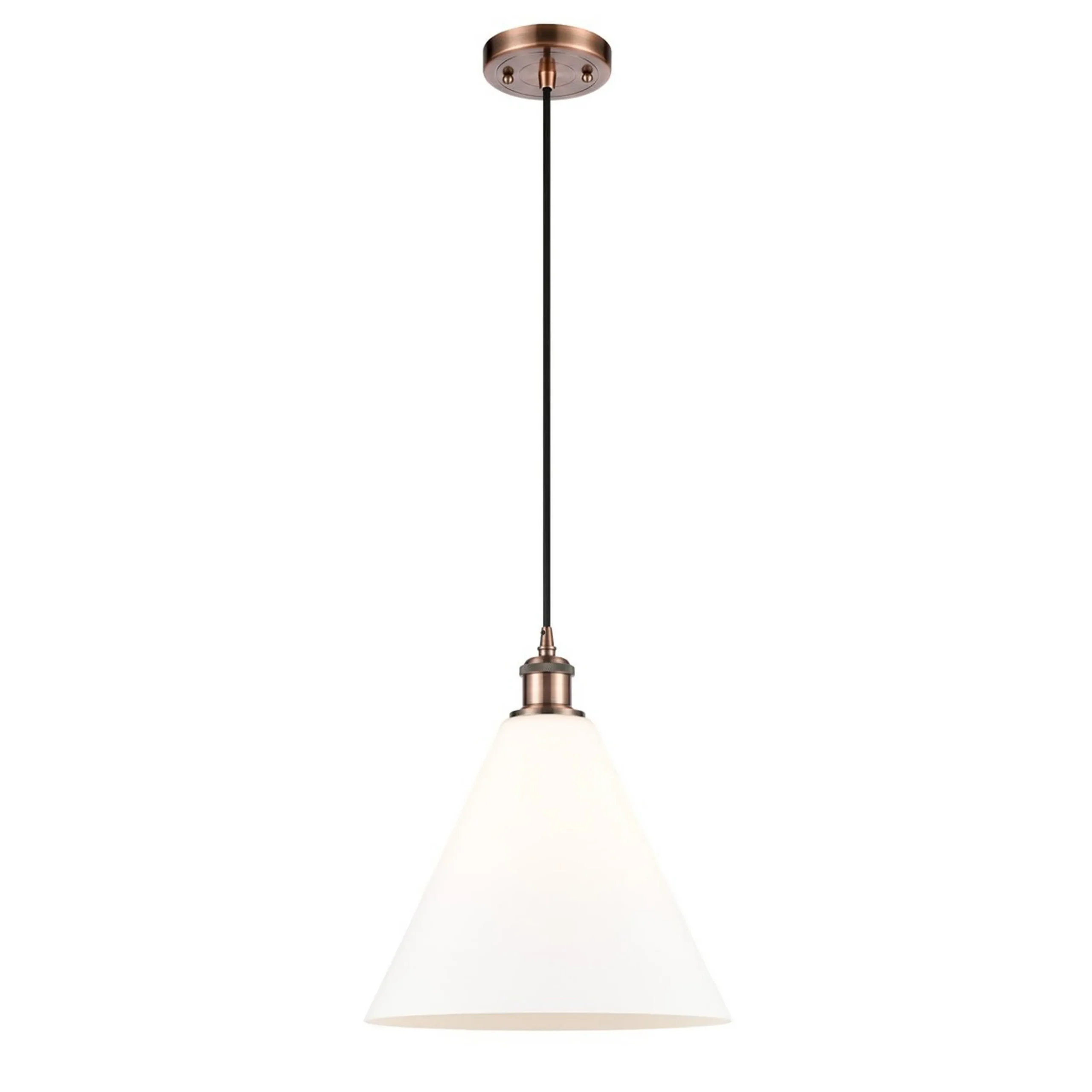 Arthur Cone Pendant - Small - White Glass