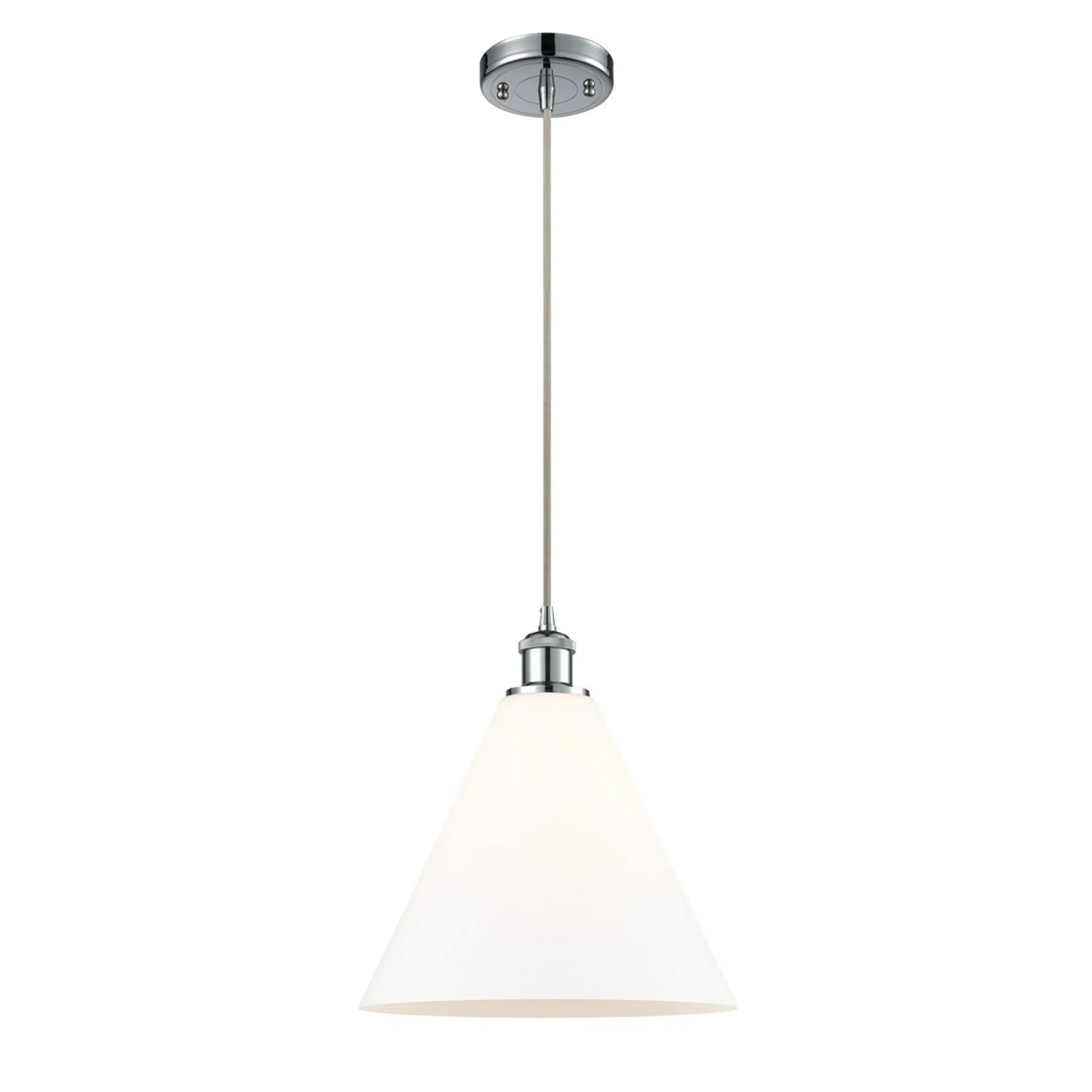 Arthur Cone Pendant - Small - White Glass