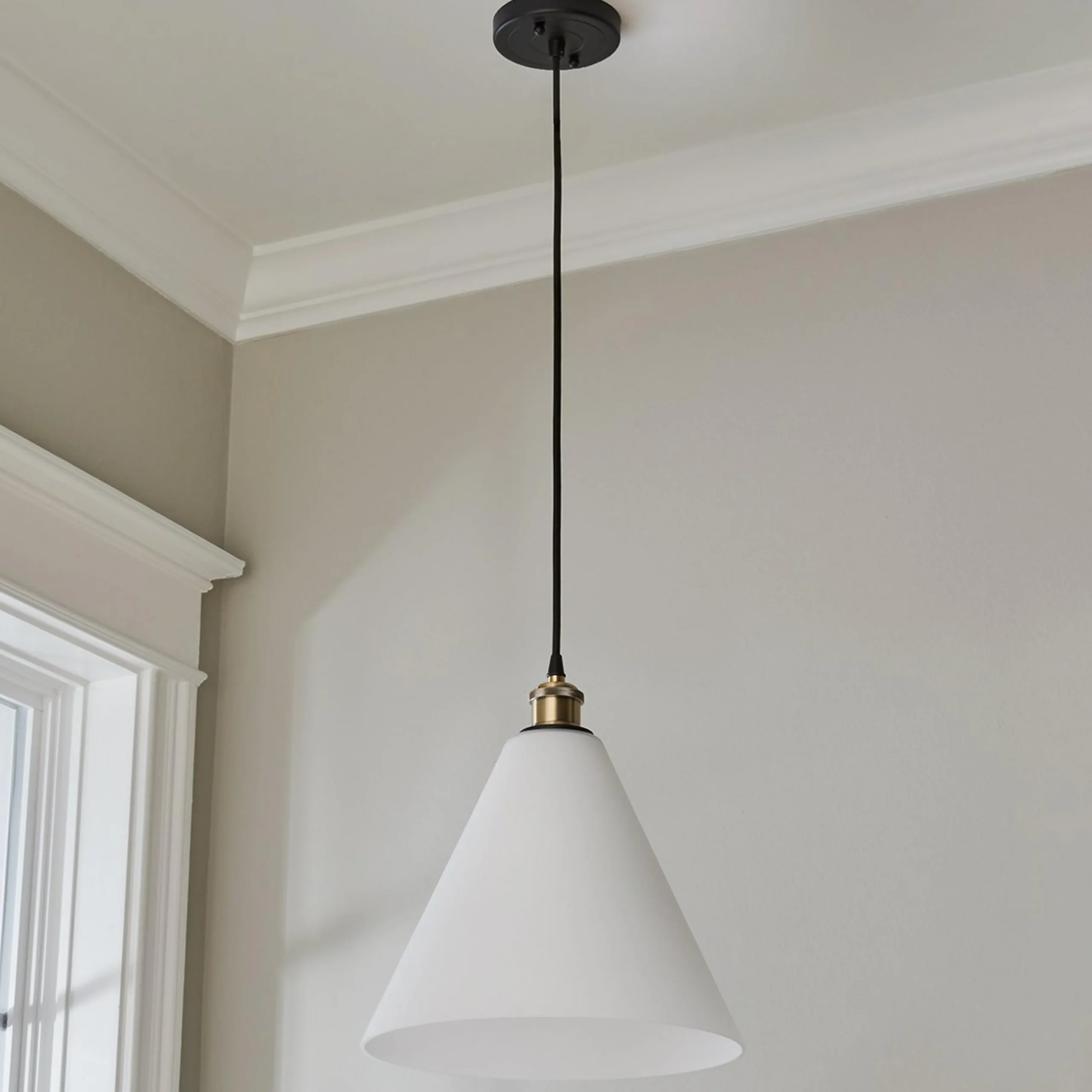 Arthur Cone Pendant - Small - White Glass